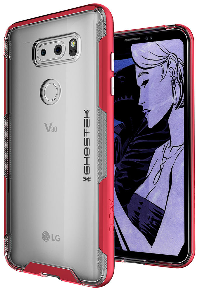 LG V30 Case, Ghostek Cloak 3 LG V30 Clear Transparent Bumper Case V30  | RED