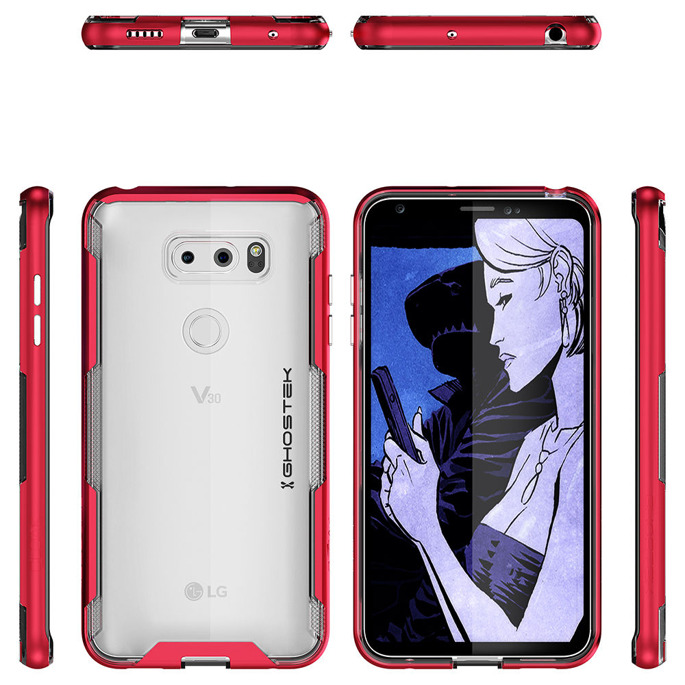 LG V30 Case, Ghostek Cloak 3 LG V30 Clear Transparent Bumper Case V30  | RED