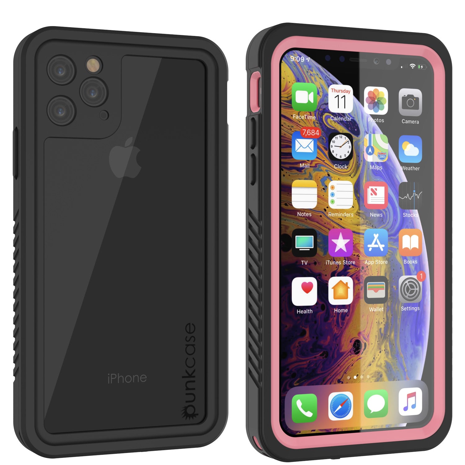 iPhone 11 Pro Max Waterproof Case, Punkcase [Extreme Series] Armor Cover W/ Built In Screen Protector [Pink]