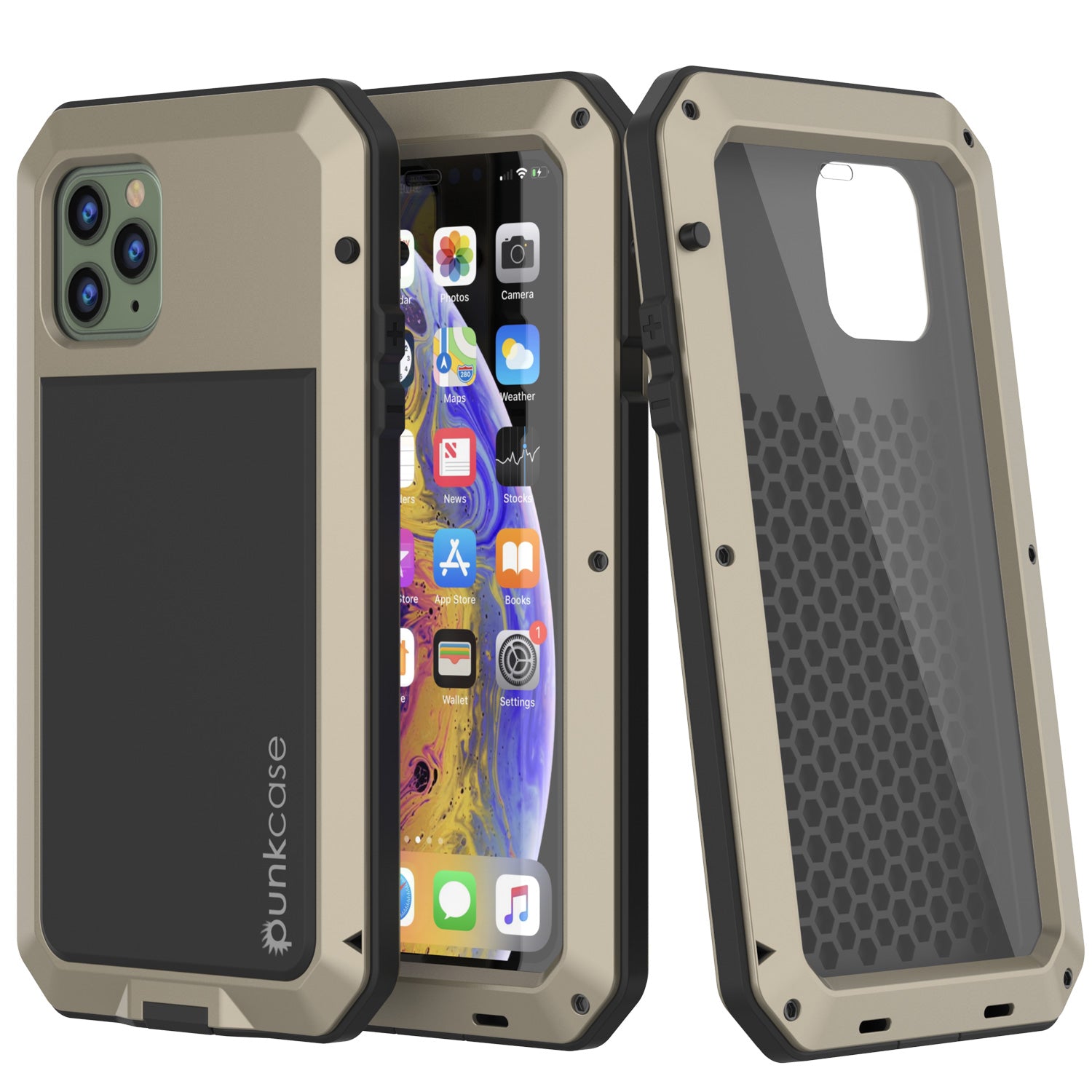 Punkcase iPhone 11 Pro Max Metal Case, Heavy Duty Military Grade Armor Cover [Shock Proof] Full Body Hard [Gold] - Gold