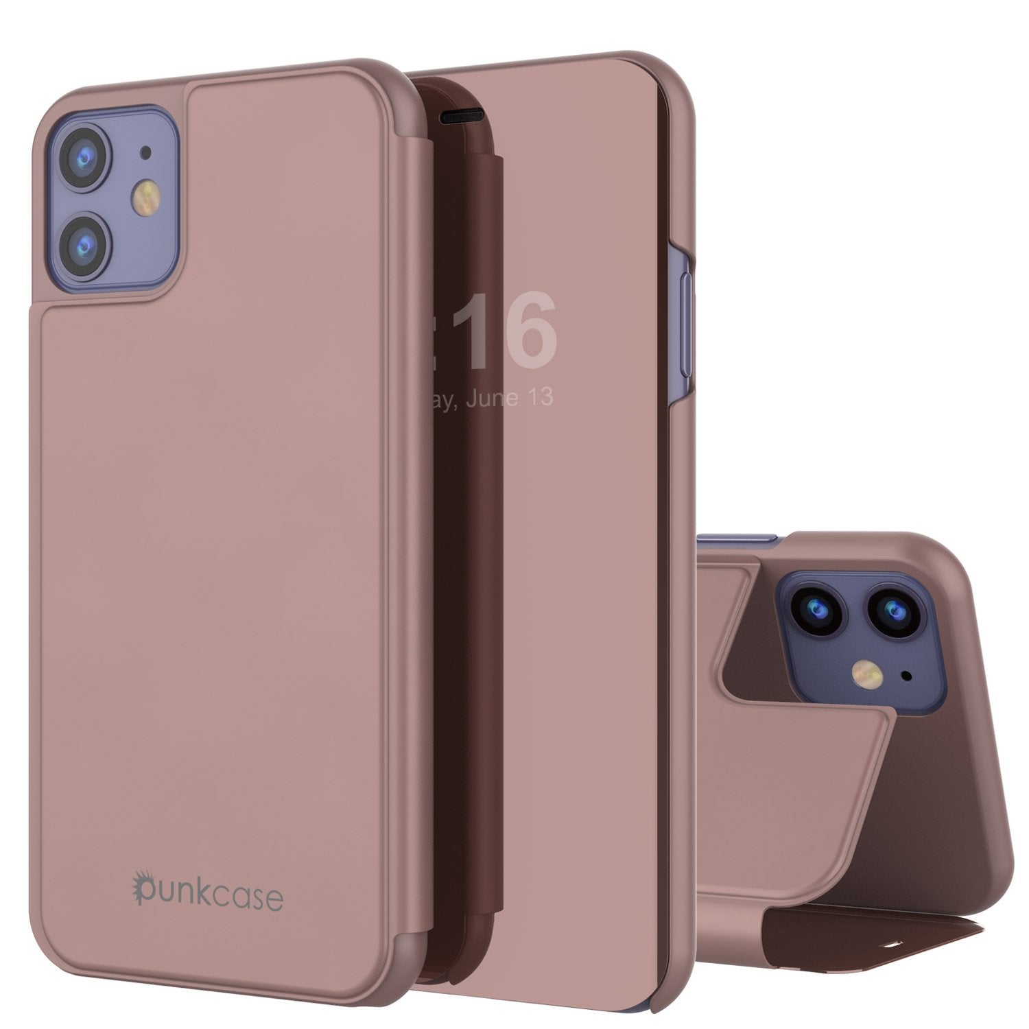Punkcase iPhone 11 Pro Reflector Case Protective Flip Cover [Rose]