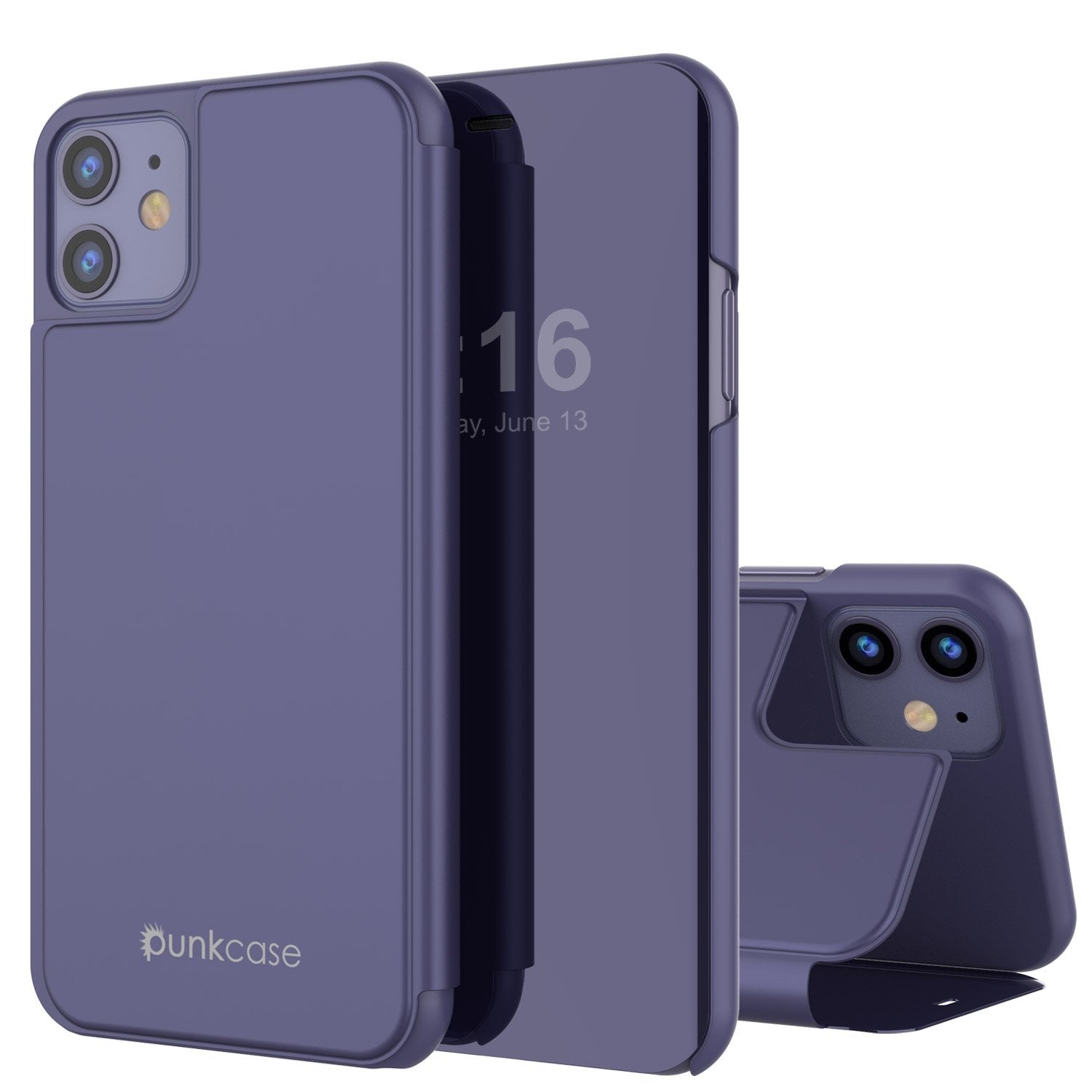 Punkcase iPhone 11 Pro Reflector Case Protective Flip Cover [Purple]