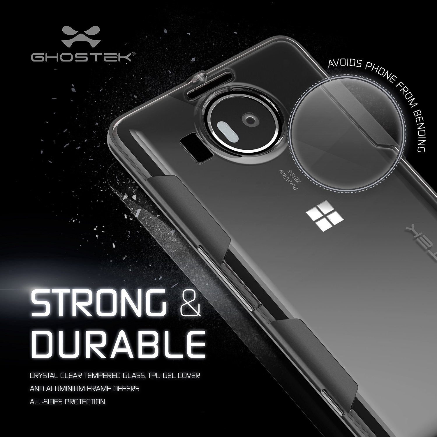 Microsoft 950 XL Case, Ghostek® Cloak Black Slim Hybrid Impact Armor | Lifetime Warranty Exchange