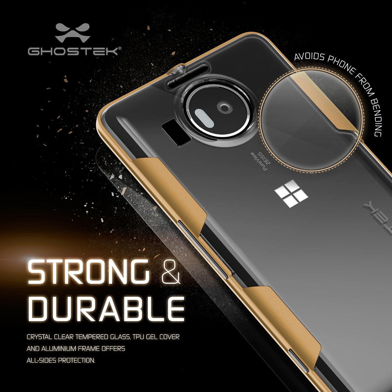 Microsoft 950 XL Case, Ghostek® Cloak Gold Slim Hybrid Impact Armor | Lifetime Warranty Exchange
