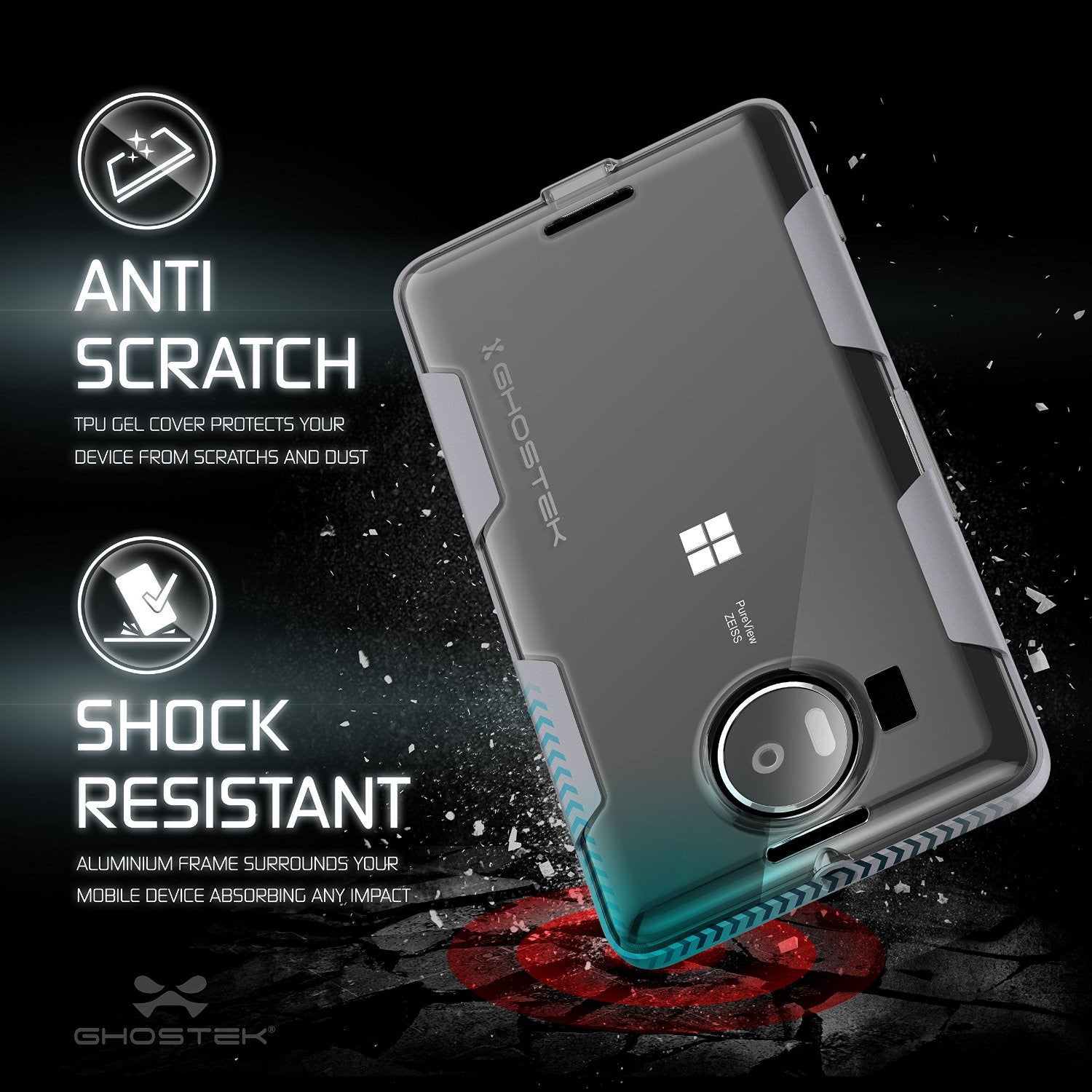 Microsoft Lumia 950 Case Ghostek® Cloak Silver Slim Hybrid Impact Armor | Lifetime Warranty Exchange