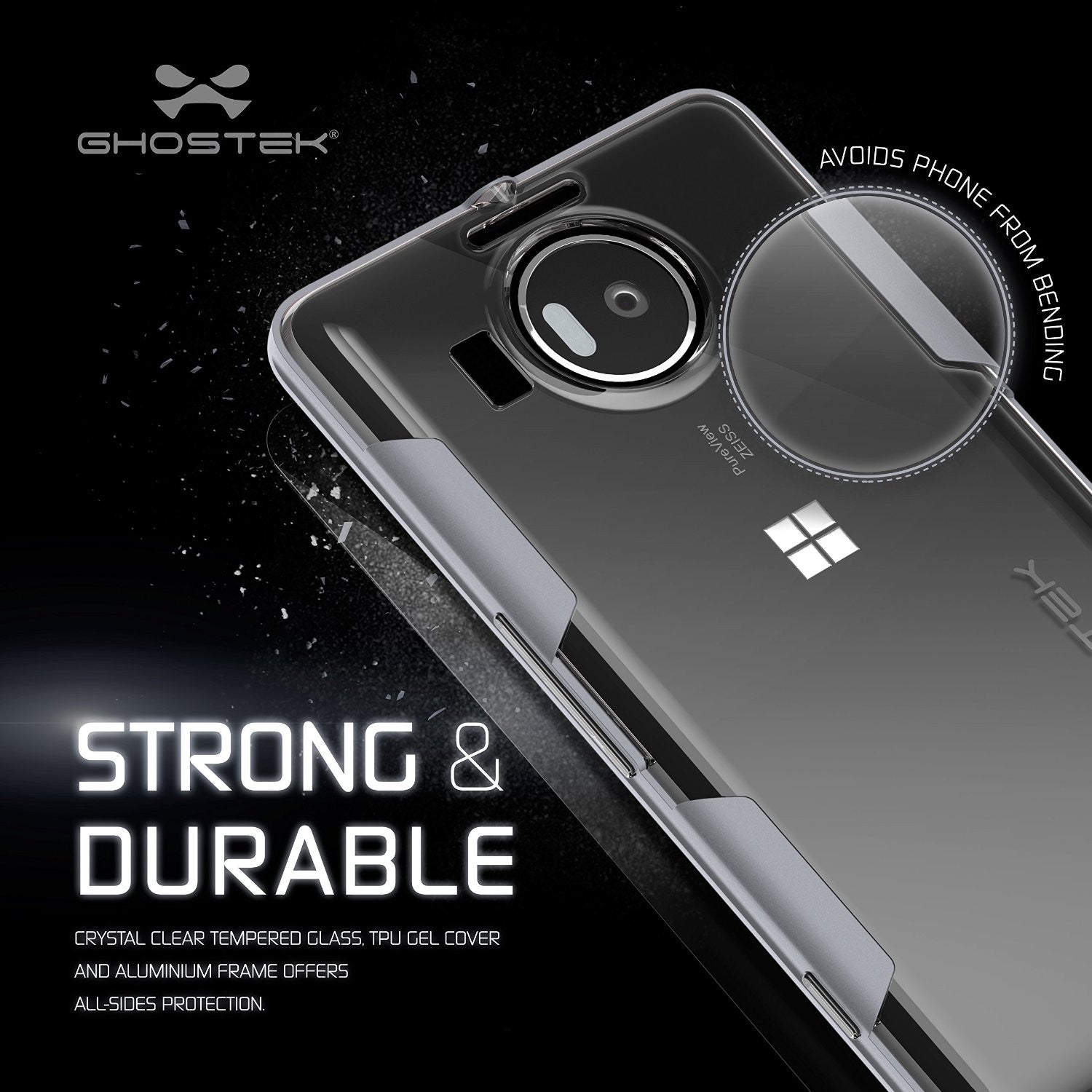 Microsoft 950 XL Case, Ghostek® Cloak Silver Slim Hybrid Impact Armor | Lifetime Warranty Exchange