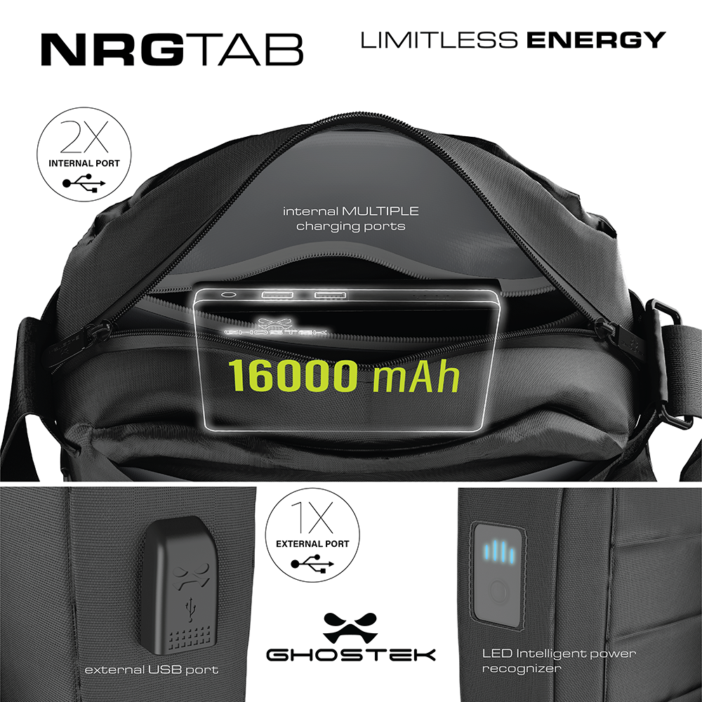 Ghostek NRGtab Series Tablet Bag + 16,000mAh Battery Power Bank with USB Ports | Water Resistant
