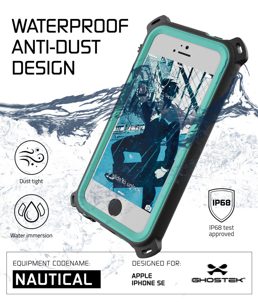 iPhone SE/5S/5 Waterproof Case, Ghostek® Nautical Black Series