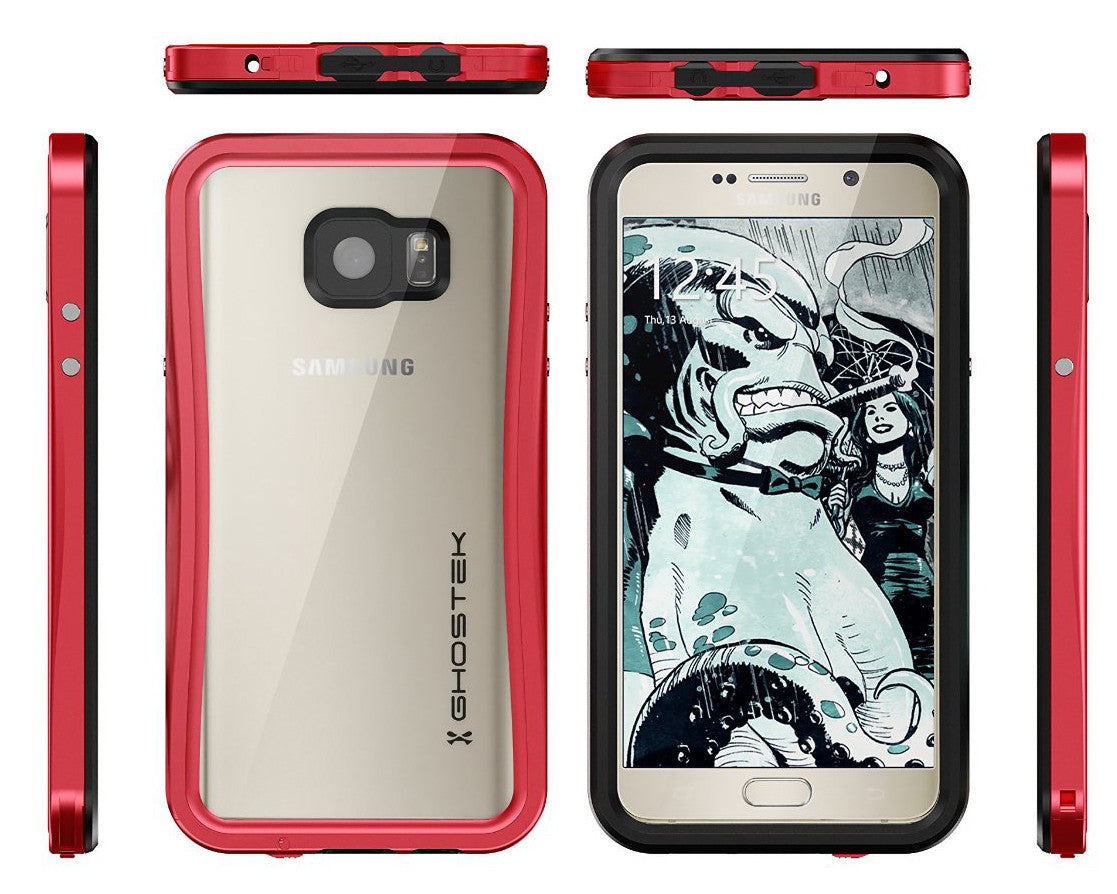 Note 5 Waterproof Case, Ghostek® Atomic 2.0 Series Red for Samsung Galaxy Note 5 | Aluminum Frame