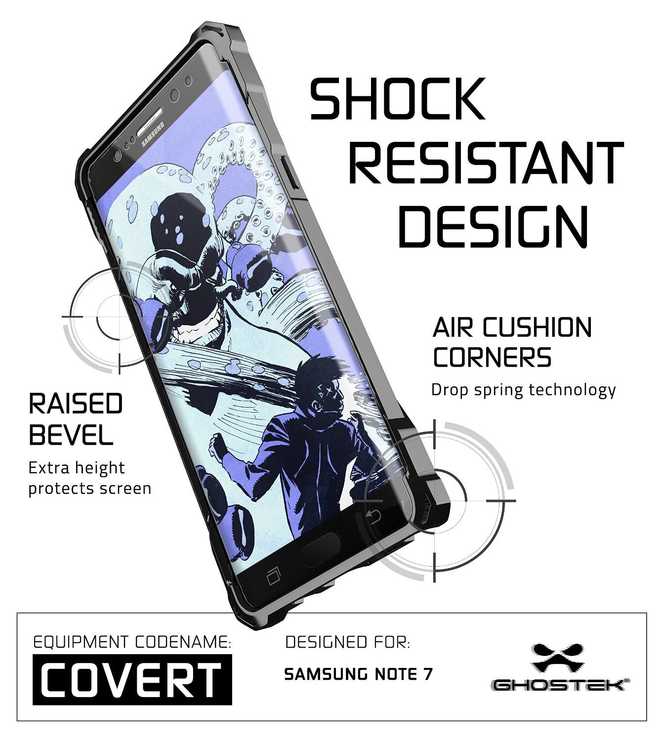 Note 7 Case, Ghostek® Covert Series  w/ Explosion-Proof Screen Protector | Ultra Fit