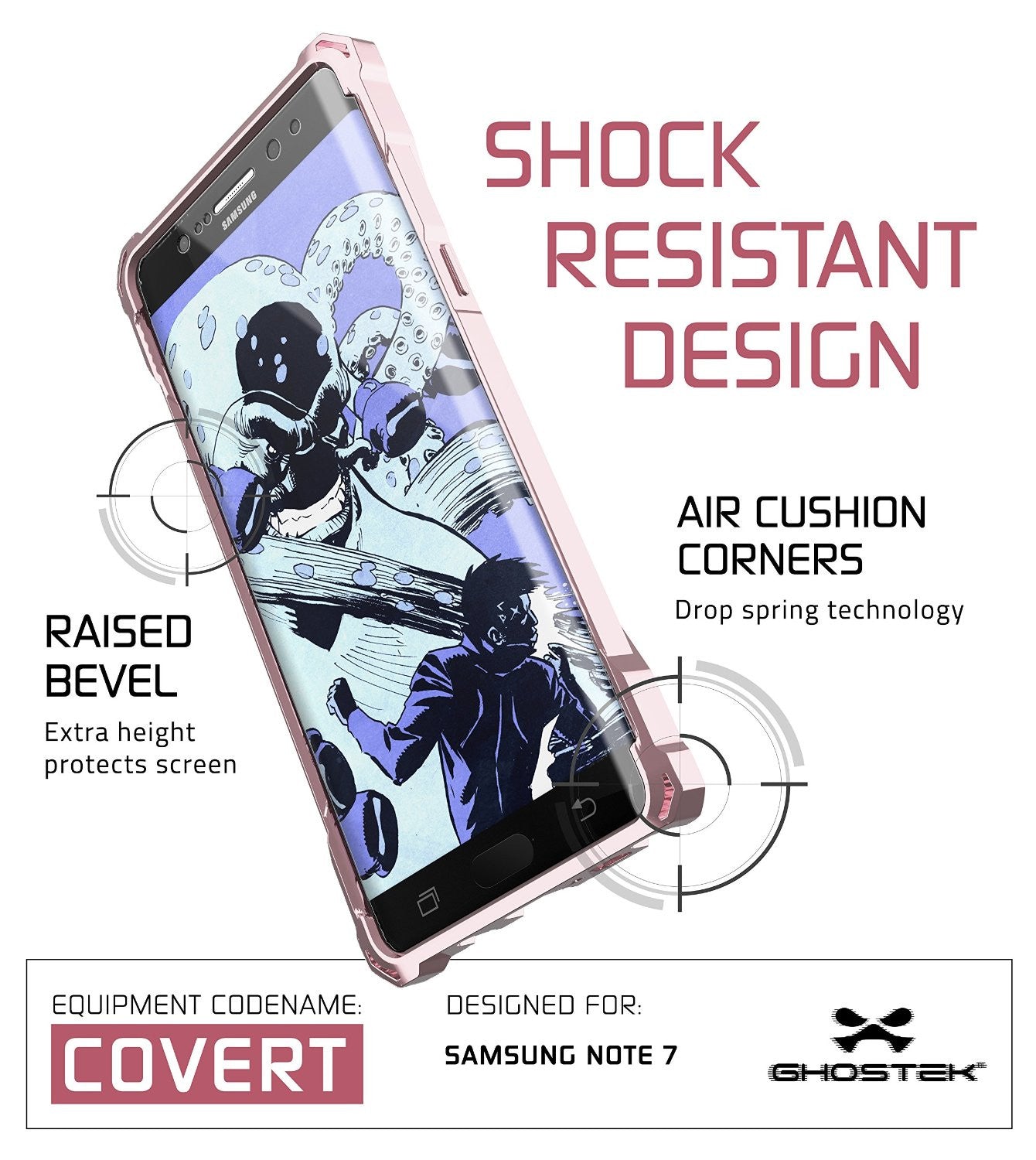 Note 7 Case, Ghostek® Covert Series Peach  w/ Explosion-Proof Screen Protector | Ultra Fit