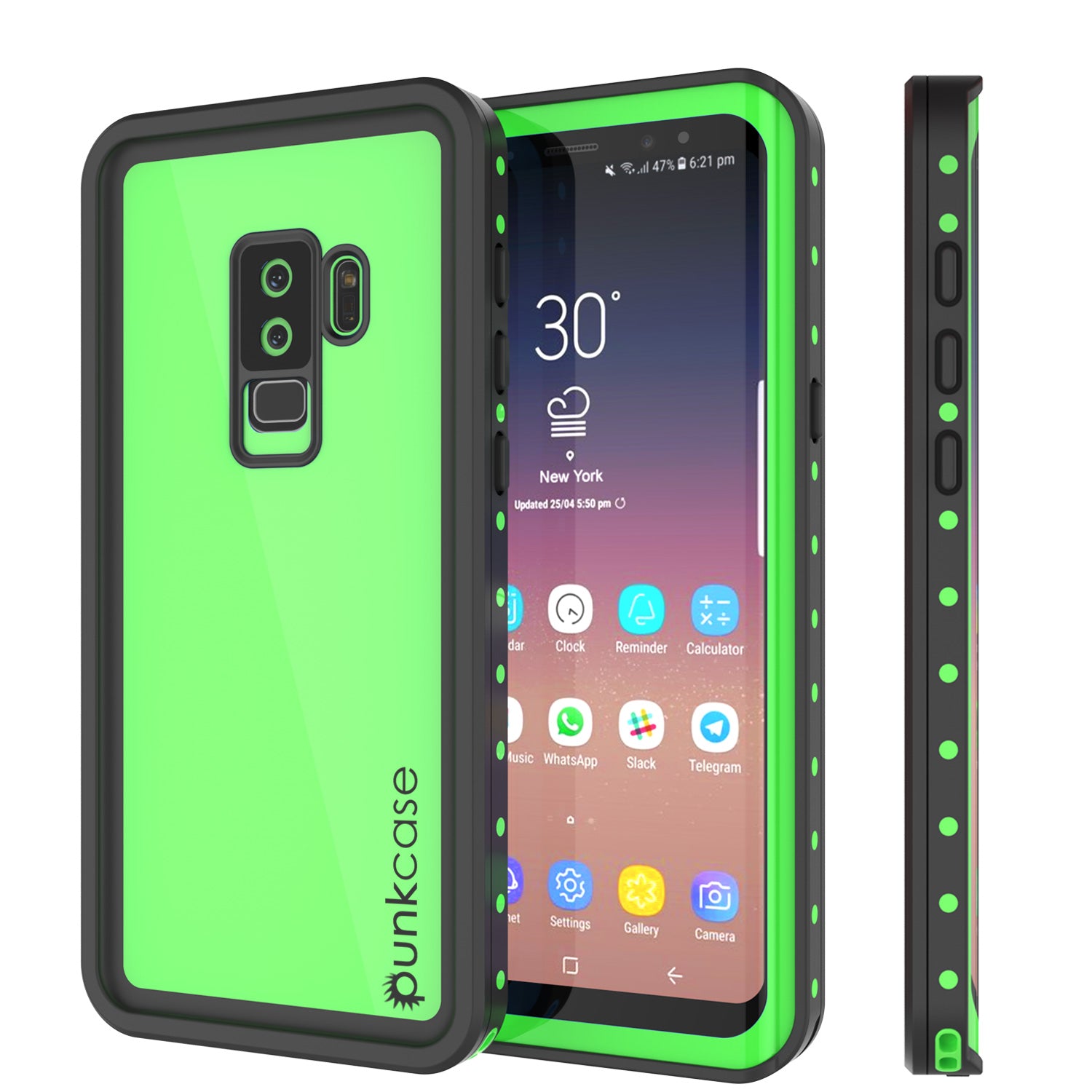 Galaxy S9 Plus Waterproof Case PunkCase StudStar Light Green Thin