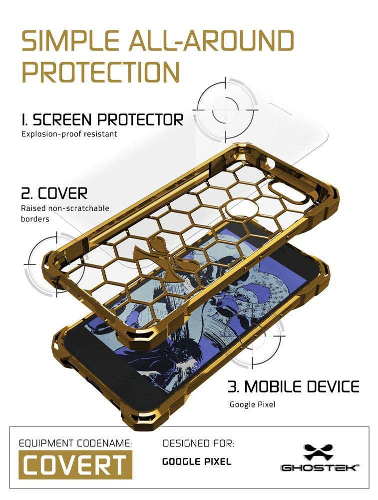 Google Pixel Case, Ghostek® Covert Gold, Premium Impact Protective Armor | Lifetime Warranty Exchange