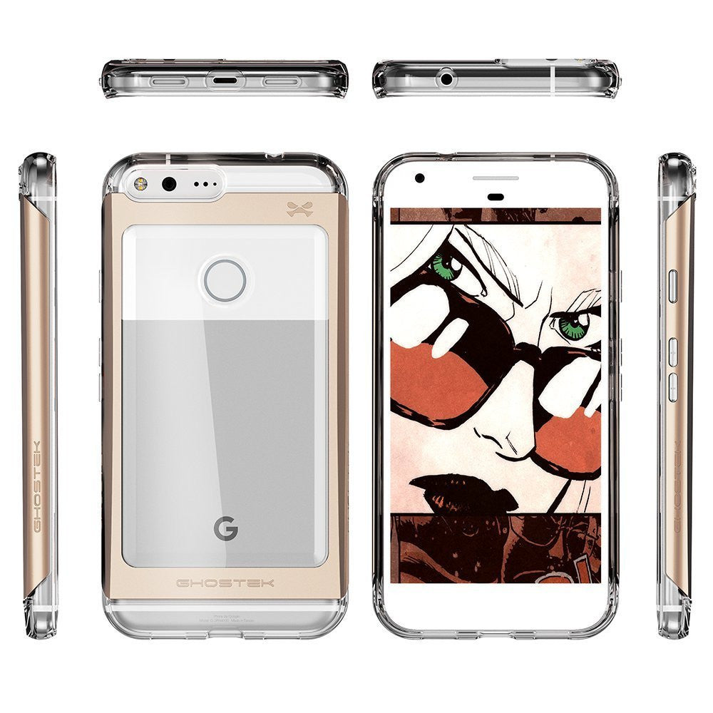 Google Pixel Case, Ghostek® Cloak 2.0 Gold w/ Explosion-Proof Screen Protector | Aluminum Frame
