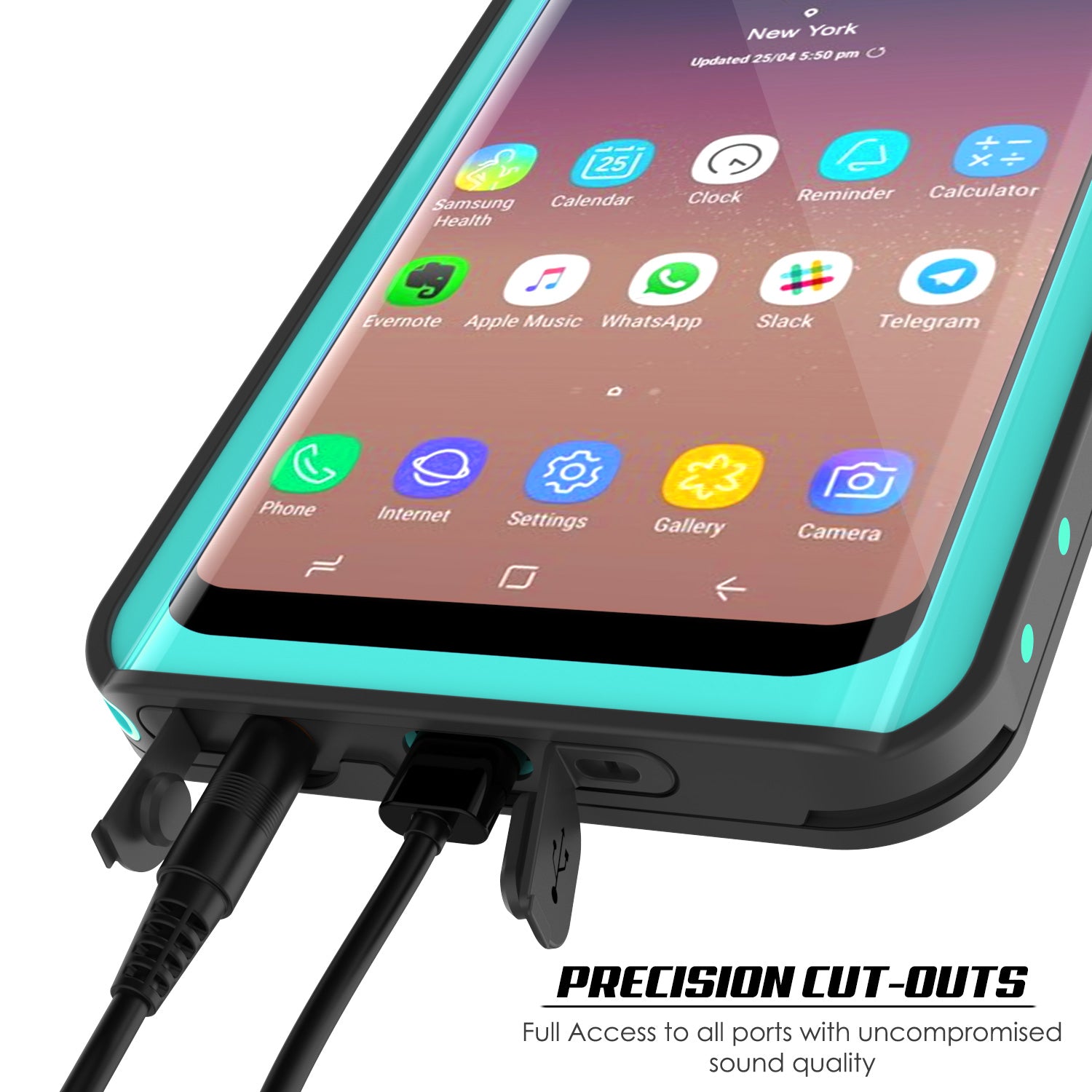 Galaxy S9 Plus Waterproof Case PunkCase StudStar Teal Thin 6.6ft Underwater IP68 Shock/Snow Proof