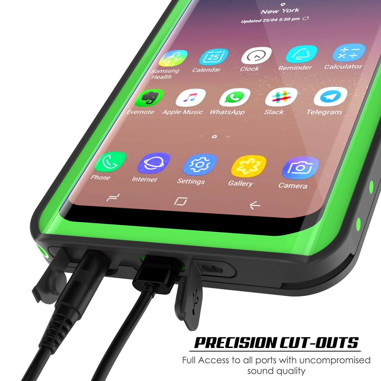 Galaxy S9 Plus Waterproof Case PunkCase StudStar Light Green Thin 