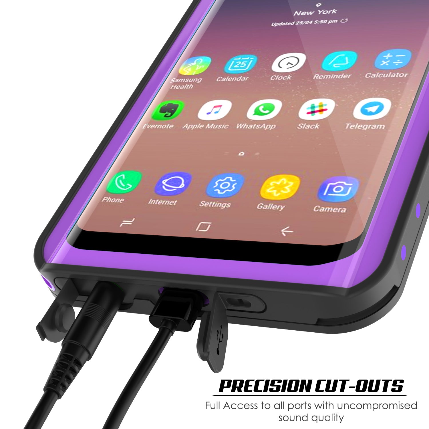Galaxy S9 Waterproof Case PunkCase StudStar Purple Thin 6.6ft Underwater IP68 Shock/Snow Proof