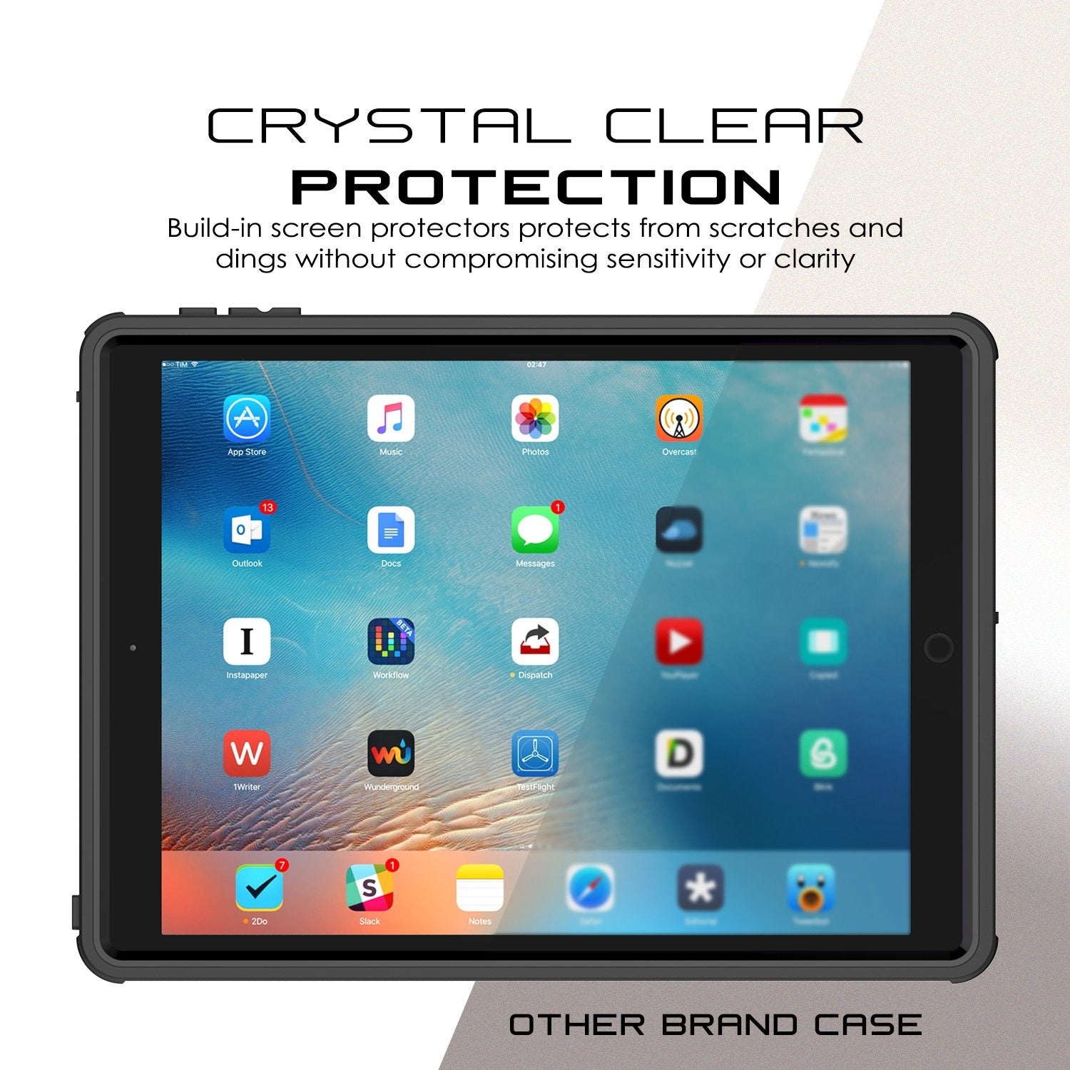 Punkcase iPad Pro 9.7 Case [CRYSTAL Series], Waterproof, Ultra-Thin Cover [Shockproof] [Dustproof] with Built-in Screen Protector [Black]