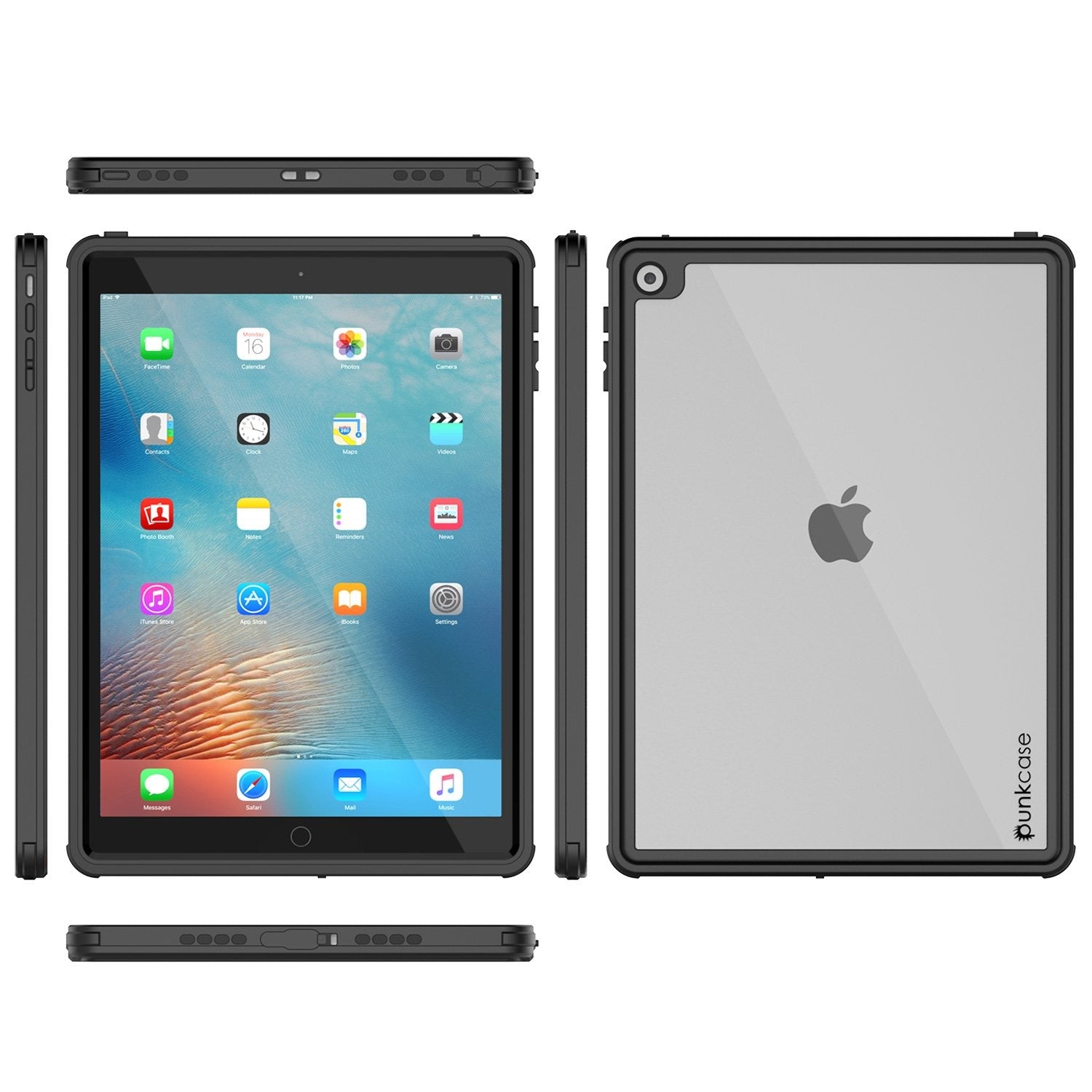Punkcase iPad Pro 9.7 Case [CRYSTAL Series], Waterproof, Ultra-Thin Cover [Shockproof] [Dustproof] with Built-in Screen Protector [Black]