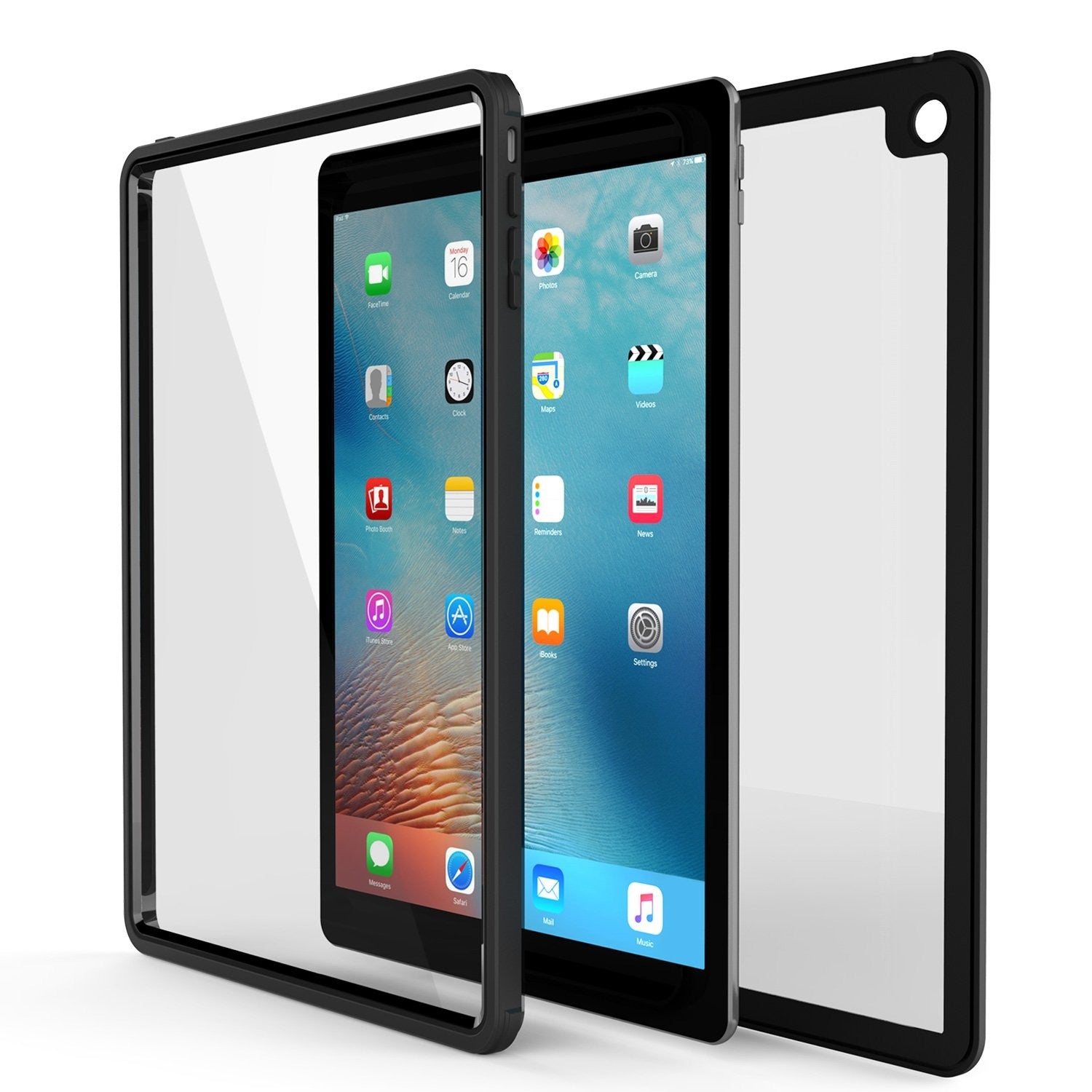 Punkcase iPad Pro 9.7 Case [CRYSTAL Series], Waterproof, Ultra-Thin Cover [Shockproof] [Dustproof] with Built-in Screen Protector [Black]