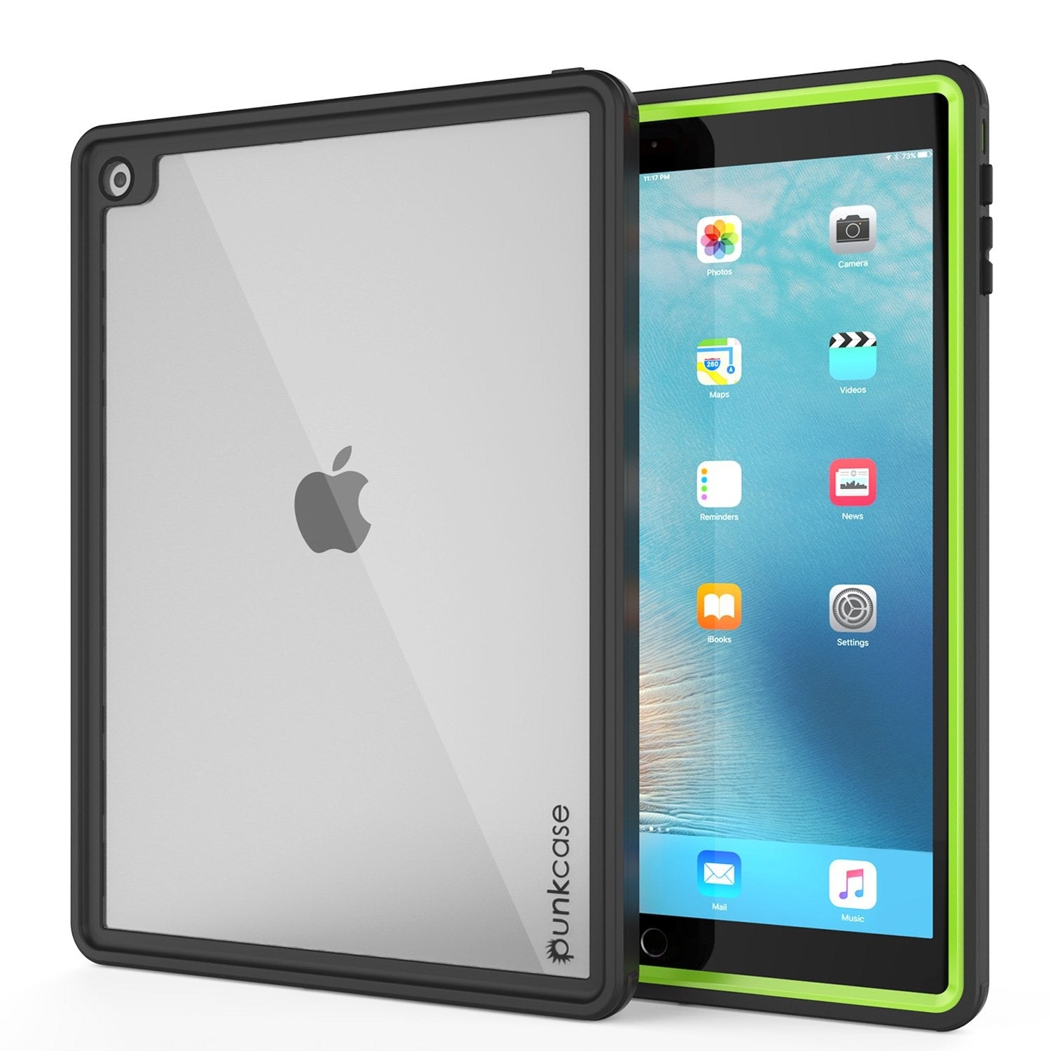 Punkcase iPad Pro 9.7 Case [CRYSTAL Series], Waterproof, Ultra-Thin Cover [Shockproof] [Dustproof] with Built-in Screen Protector [Light Green]