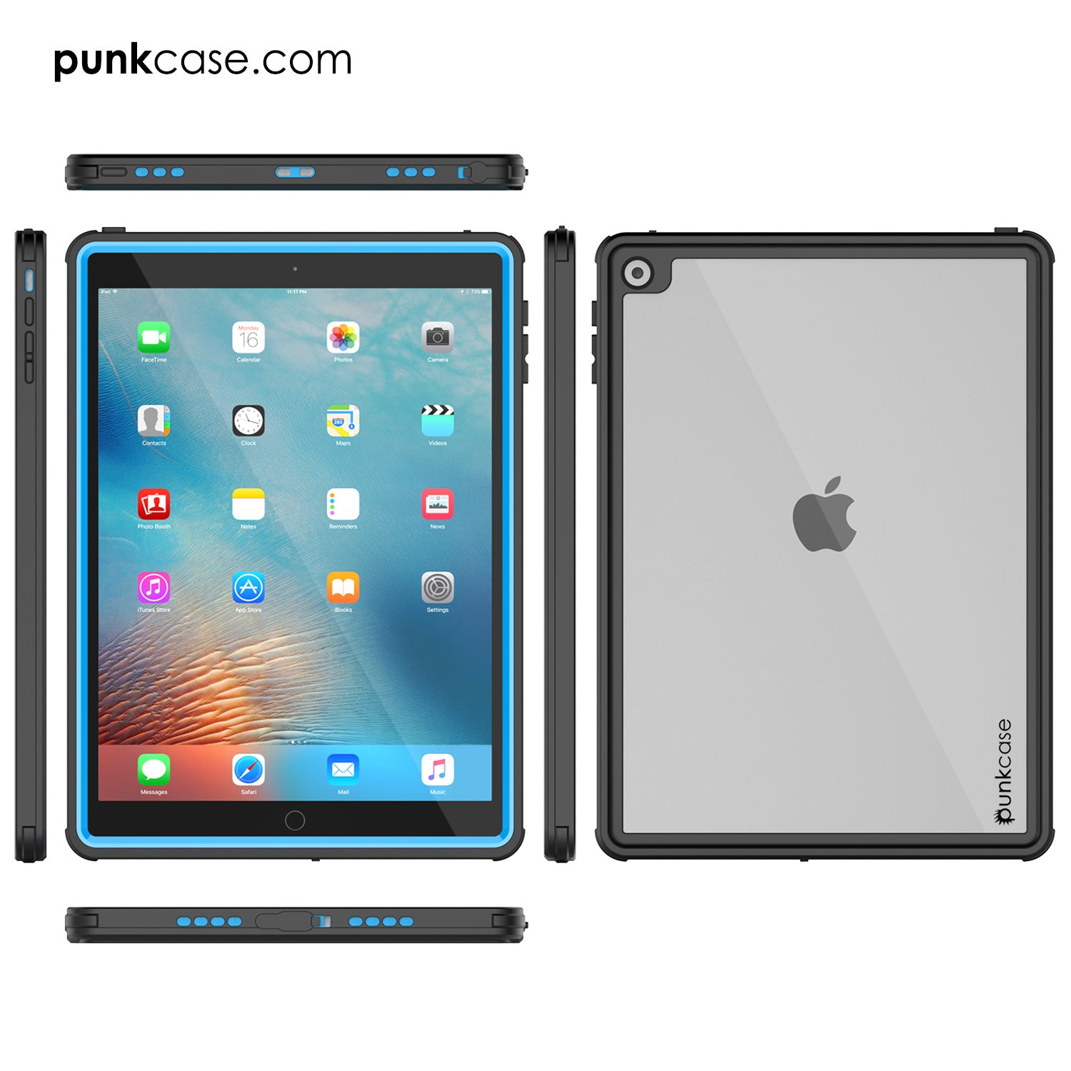 Punkcase iPad Pro 9.7 Case [CRYSTAL Series], Waterproof, Ultra-Thin Cover [Shockproof] [Dustproof] with Built-in Screen Protector [Light Blue]