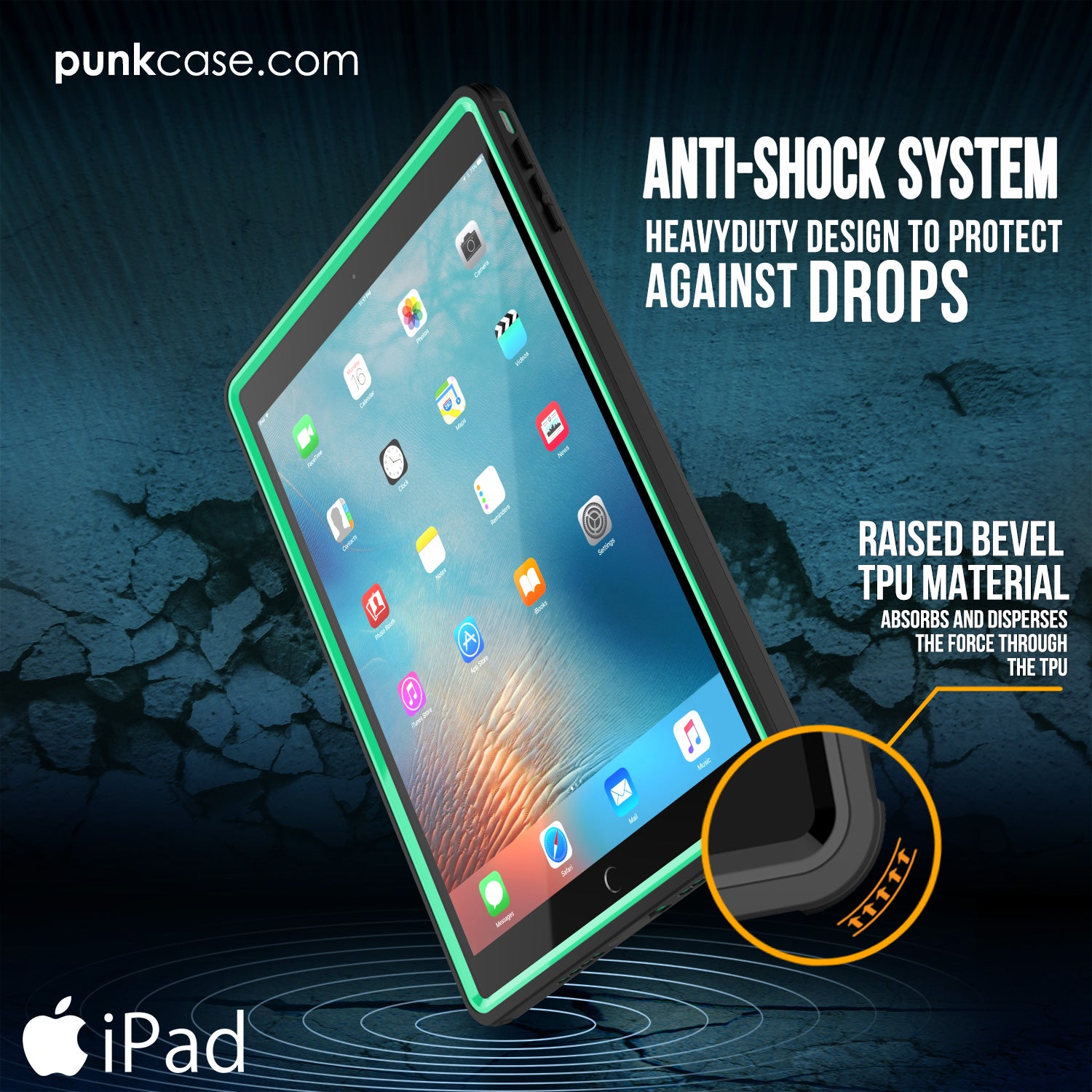 Punkcase iPad Pro 9.7 Case [CRYSTAL Series], Waterproof, Ultra-Thin Cover [Shockproof] [Dustproof] with Built-in Screen Protector [Teal]