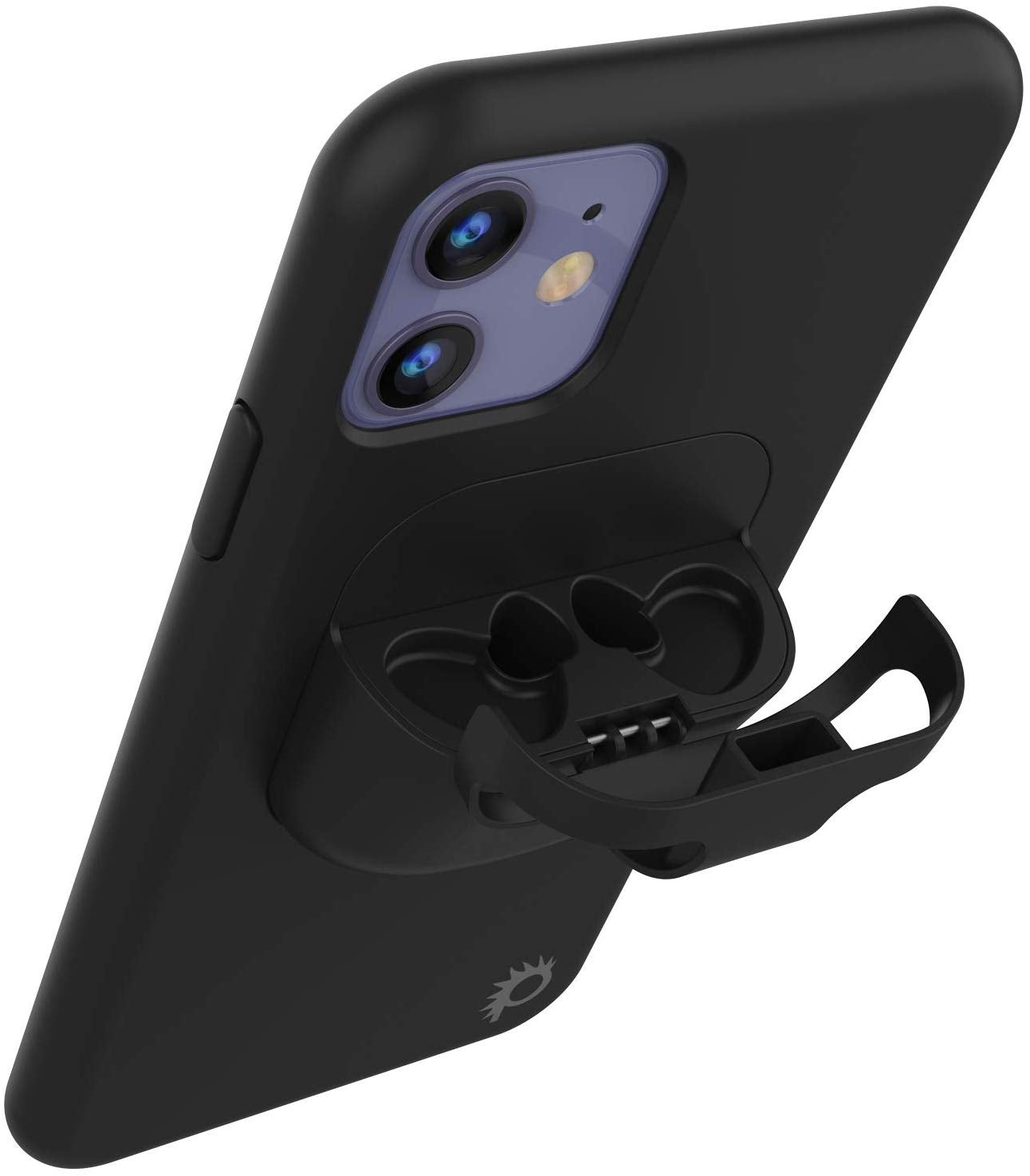 Punkcase iPhone 11 Airpods Case Holder (CenterPods Series) | Slim & Durable 2 in 1 Cover Designed for iPhone 11 (6.1") | Protects Your Phone & Stores Your AirPods Gen. 1 & 2 [Black]