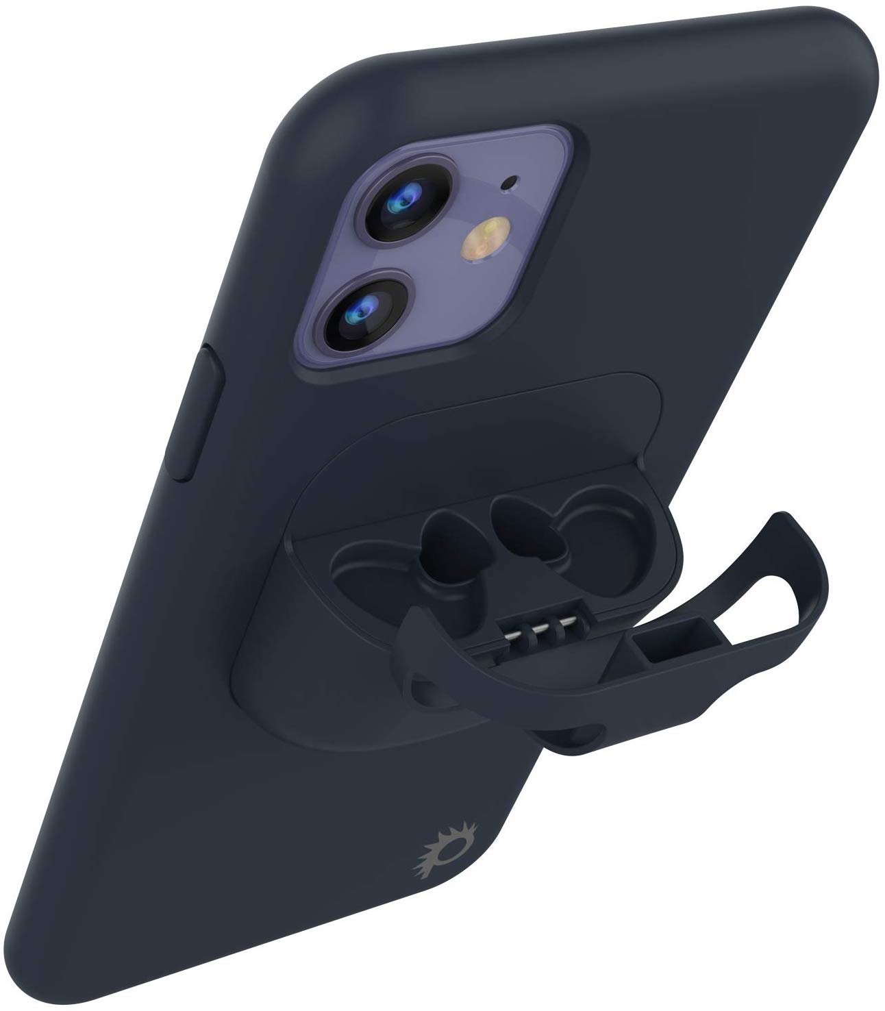 Punkcase iPhone 11 Airpods Case Holder (CenterPods Series) | Slim & Durable 2 in 1 Cover Designed for iPhone 11 (6.1") | Protects Your Phone & Stores Your AirPods Gen. 1 & 2 [Navy Blue]