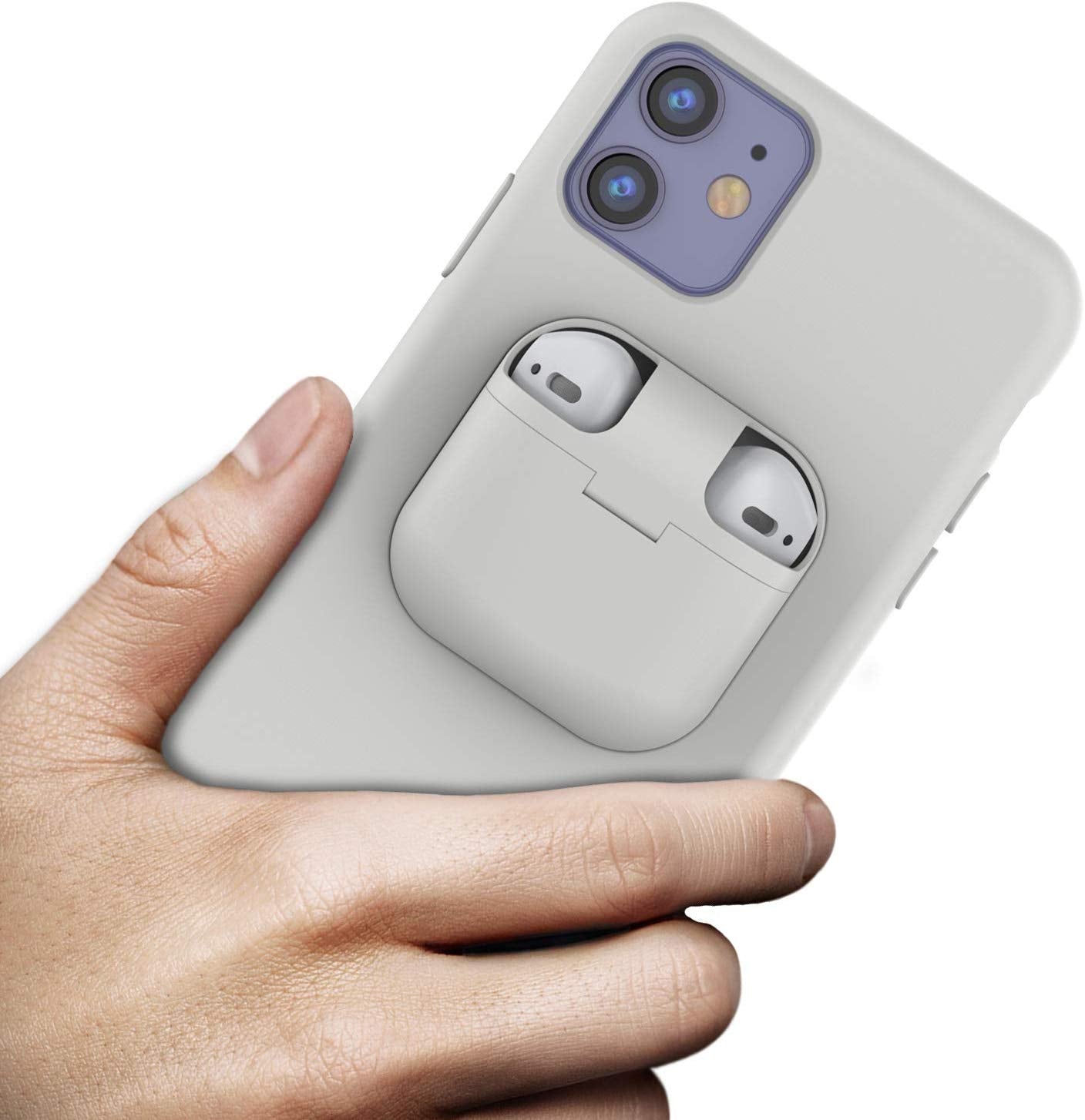 Punkcase iPhone 11 Airpods Case Holder (CenterPods Series) | Slim & Durable 2 in 1 Cover Designed for iPhone 11 (6.1") | Protects Your Phone & Stores Your AirPods Gen. 1 & 2 [White]