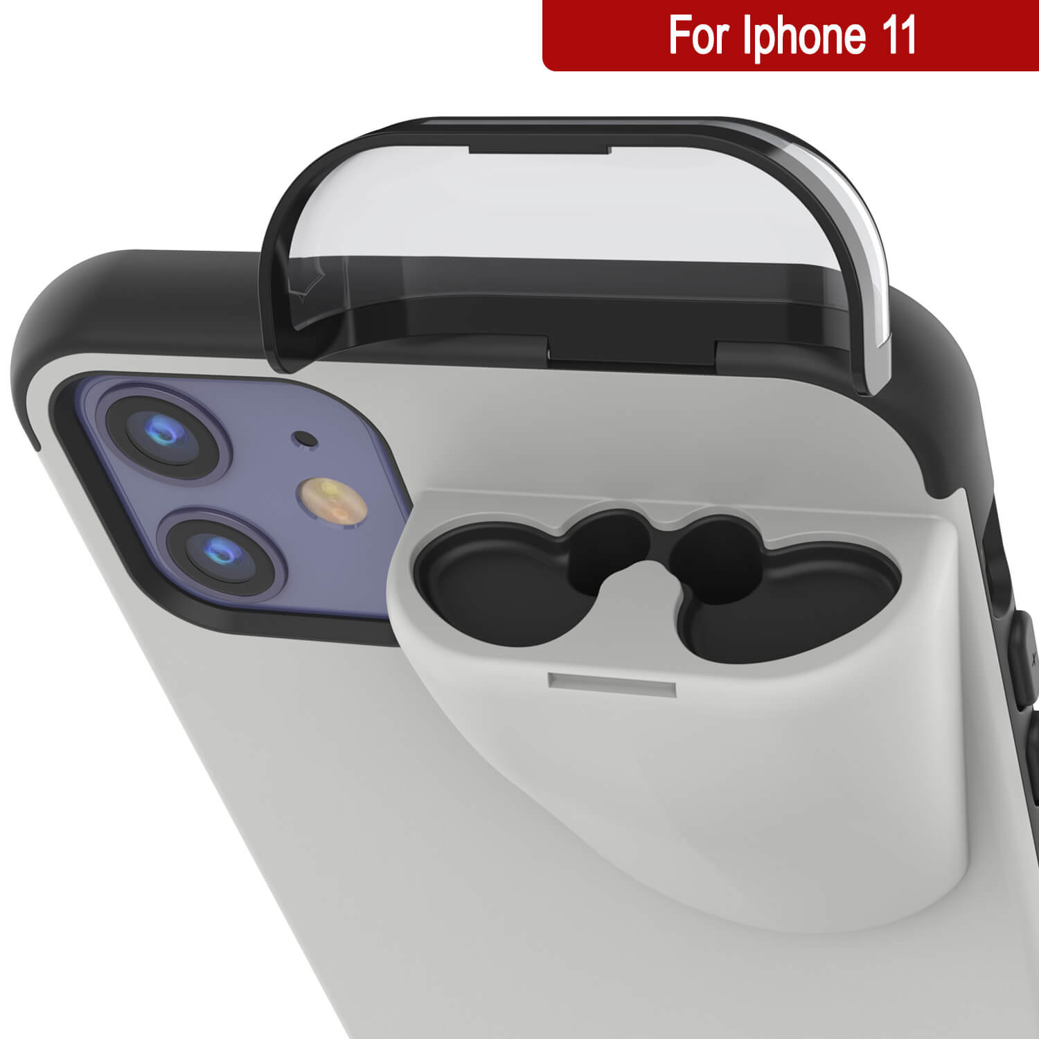 Punkcase iPhone 11 Airpods Case Holder (TopPods Series) | Slim & Durable 2 in 1 Cover Designed for iPhone 11 (6.1") | Protects Your Phone & Stores Your AirPods Gen. 1 & 2 [White]