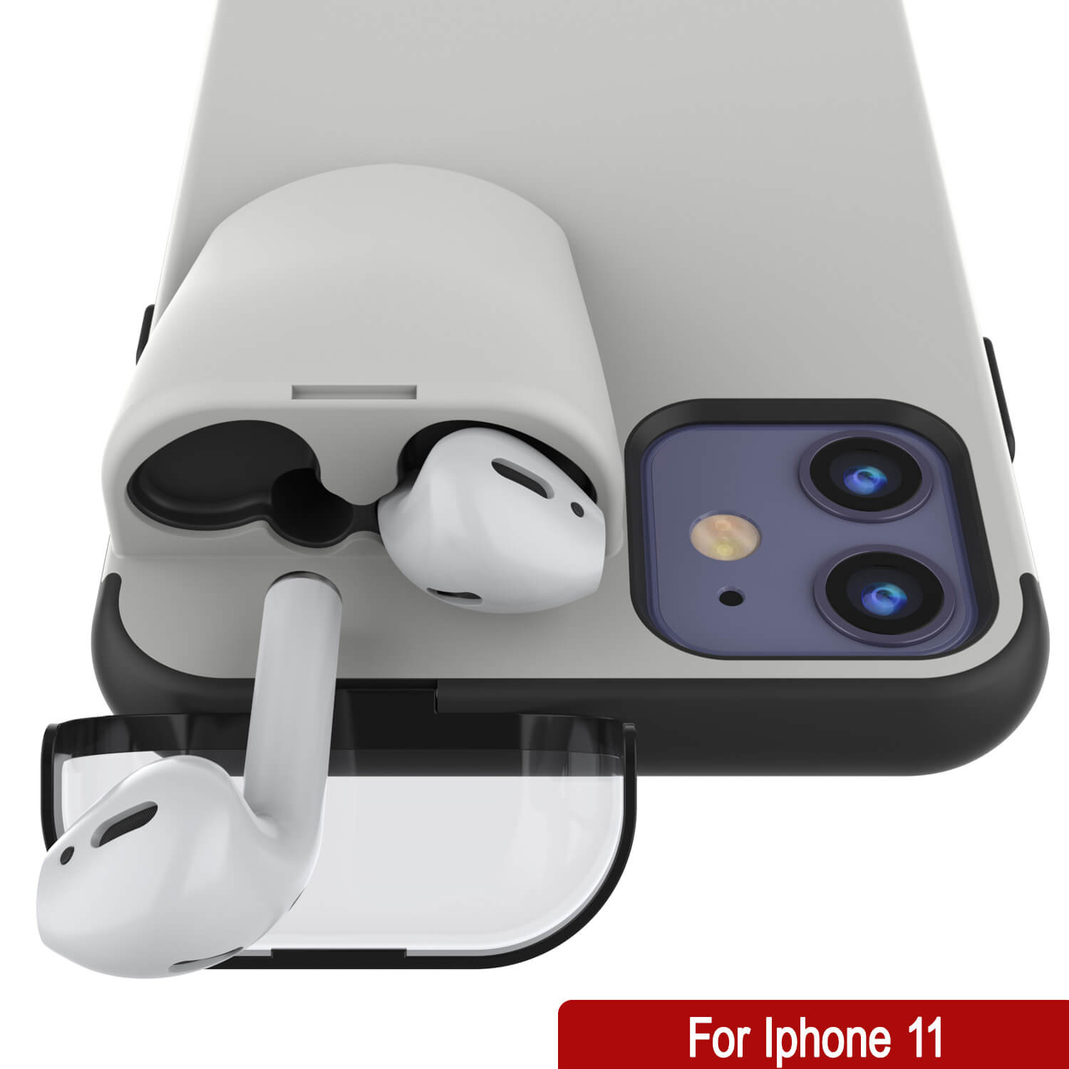 Punkcase iPhone 11 Airpods Case Holder (TopPods Series) | Slim & Durable 2 in 1 Cover Designed for iPhone 11 (6.1") | Protects Your Phone & Stores Your AirPods Gen. 1 & 2 [White]