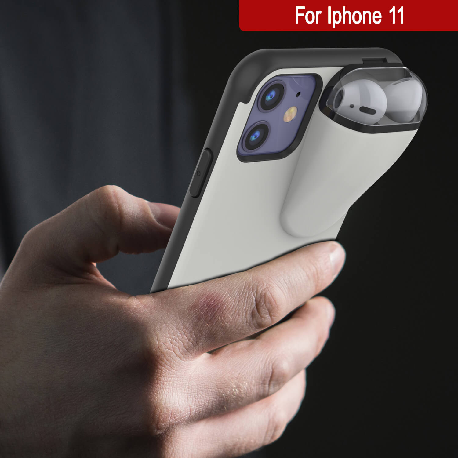 Punkcase iPhone 11 Airpods Case Holder (TopPods Series) | Slim & Durable 2 in 1 Cover Designed for iPhone 11 (6.1") | Protects Your Phone & Stores Your AirPods Gen. 1 & 2 [White]