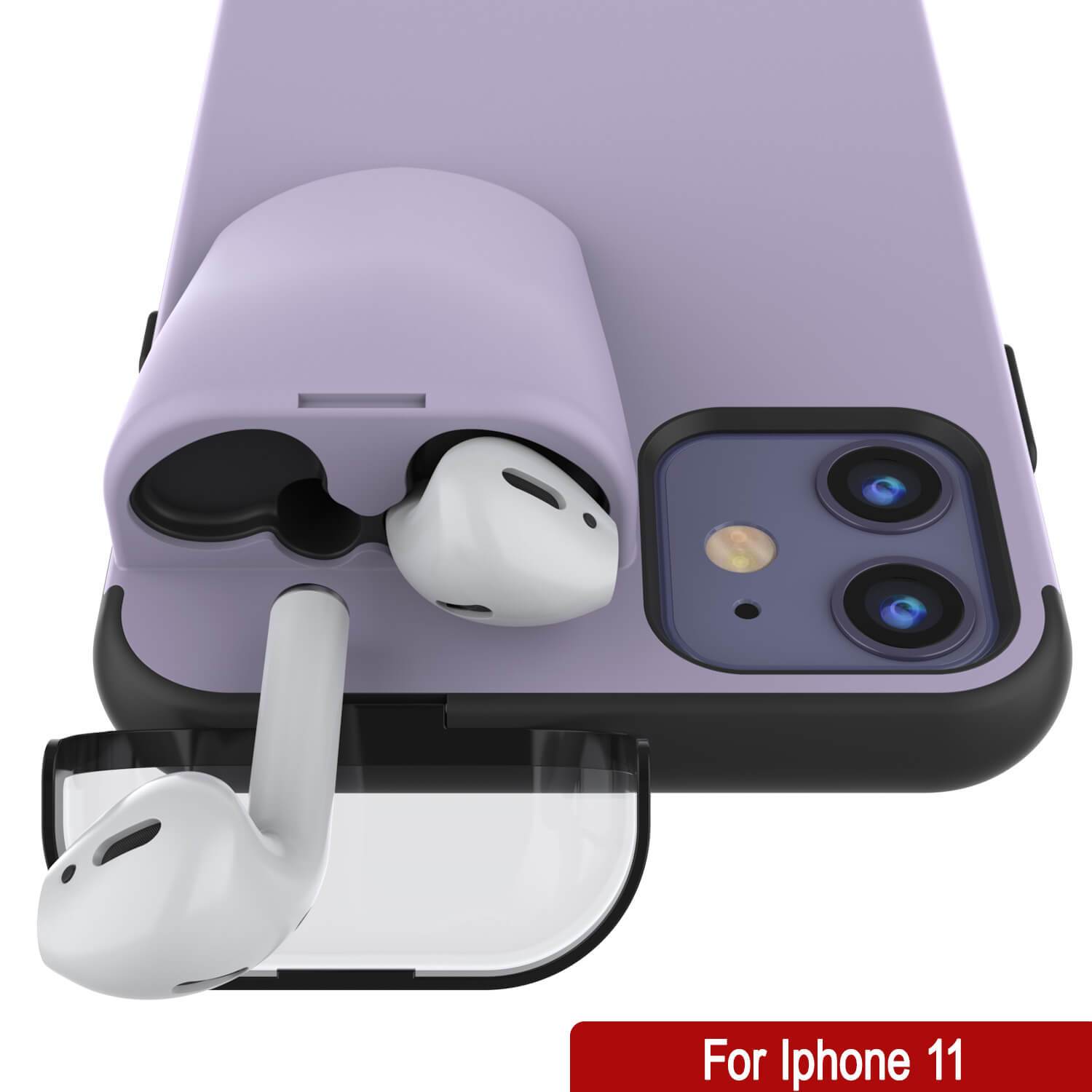 Punkcase iPhone 11 Airpods Case Holder (TopPods Series) | Slim & Durable 2 in 1 Cover Designed for iPhone 11 (6.1") | Protects Your Phone & Stores Your AirPods Gen. 1 & 2 [Purple]