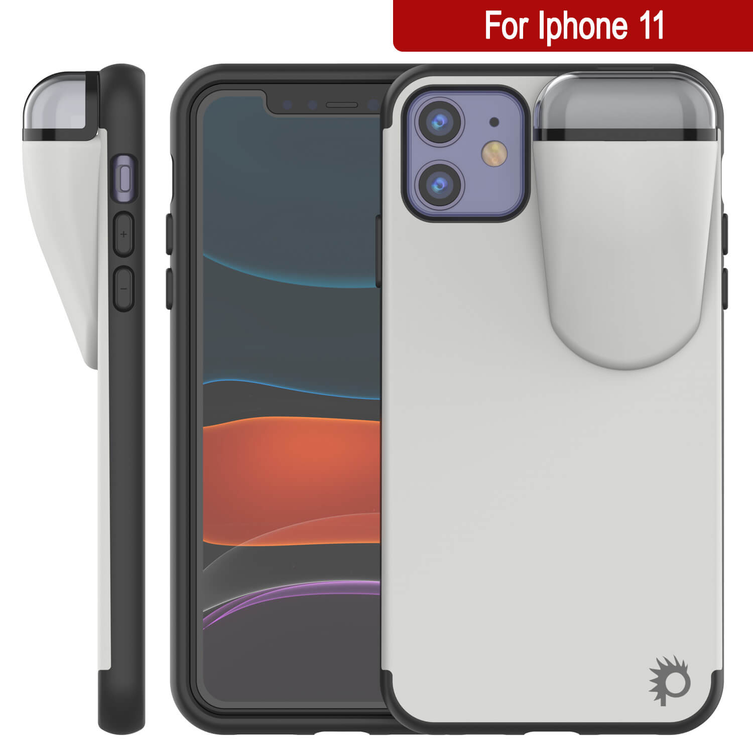 Punkcase iPhone 11 Airpods Case Holder (TopPods Series) | Slim & Durable 2 in 1 Cover Designed for iPhone 11 (6.1") | Protects Your Phone & Stores Your AirPods Gen. 1 & 2 [White]