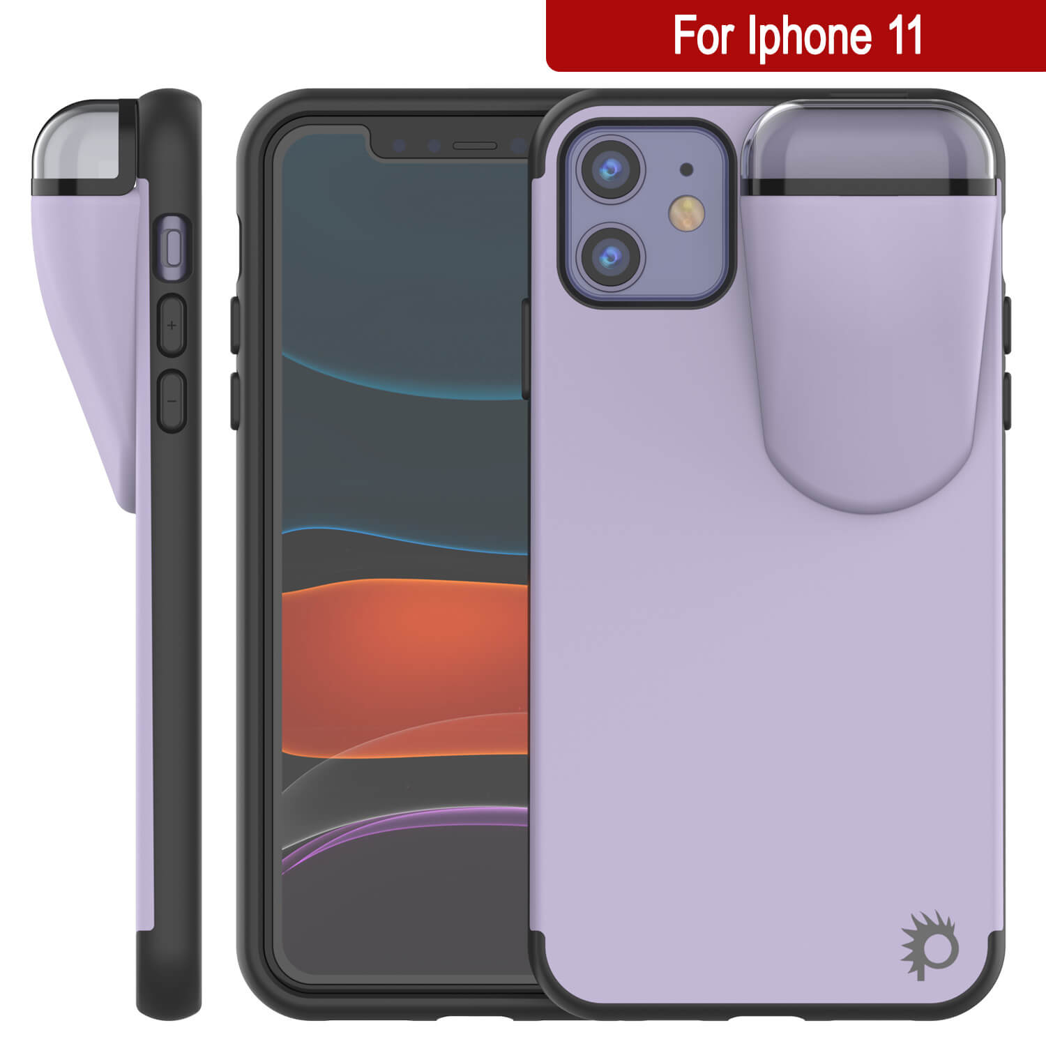 Punkcase iPhone 11 Airpods Case Holder (TopPods Series) | Slim & Durable 2 in 1 Cover Designed for iPhone 11 (6.1") | Protects Your Phone & Stores Your AirPods Gen. 1 & 2 [Purple]