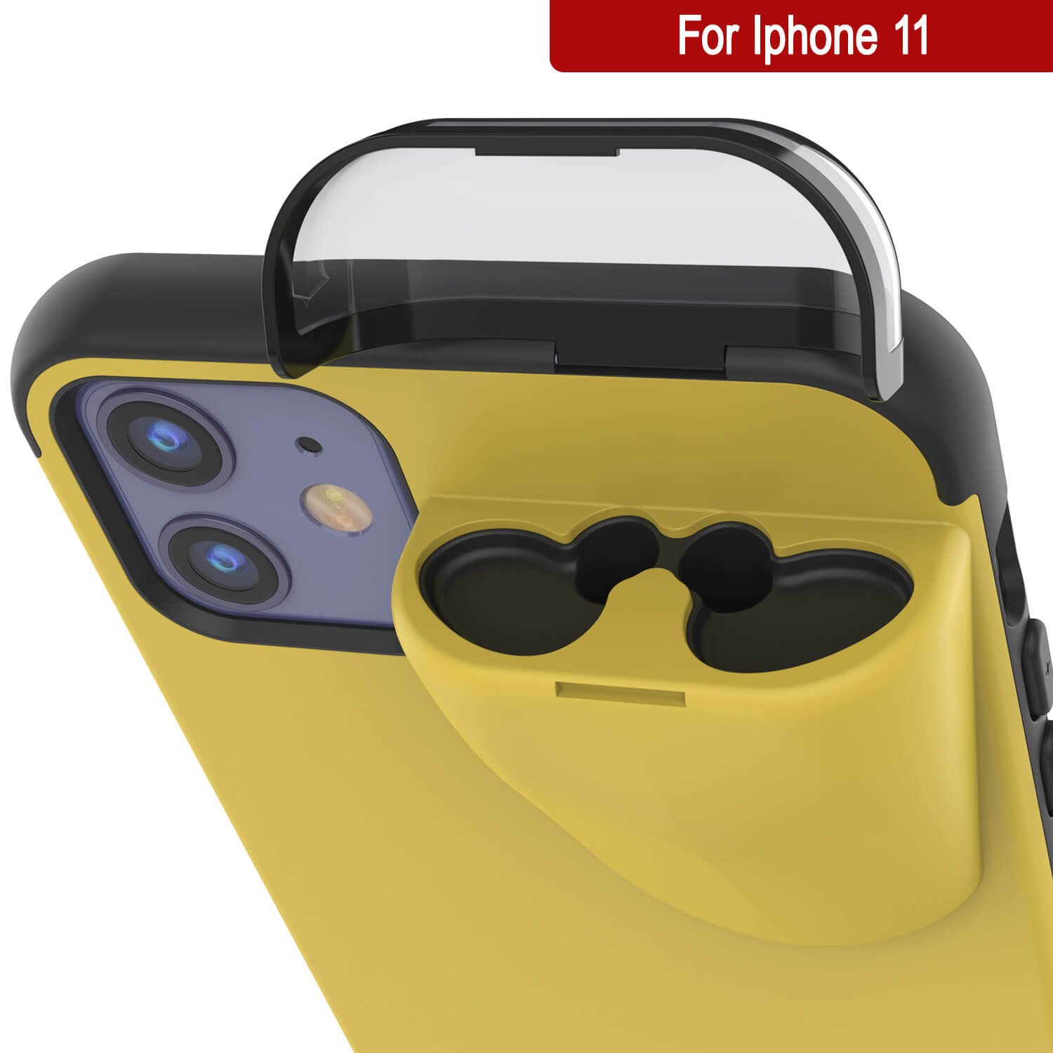 Punkcase iPhone 11 Airpods Case Holder (TopPods Series) | Slim & Durable 2 in 1 Cover Designed for iPhone 11 (6.1") | Protects Your Phone & Stores Your AirPods Gen. 1 & 2 [Yellow]
