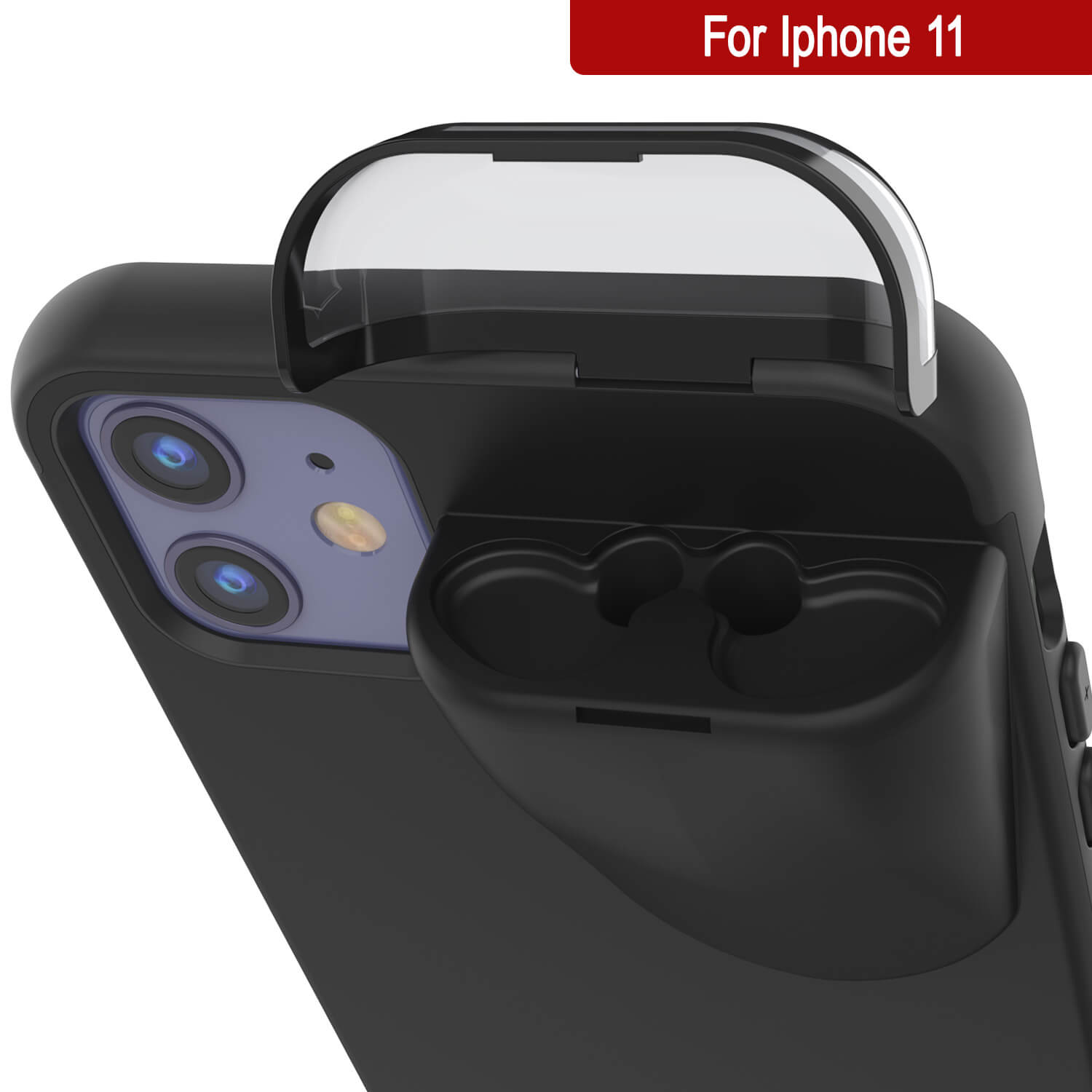Punkcase iPhone 11 Airpods Case Holder (TopPods Series) | Slim & Durable 2 in 1 Cover Designed for iPhone 11 (6.1") | Protects Your Phone & Stores Your AirPods Gen. 1 & 2 [Black]