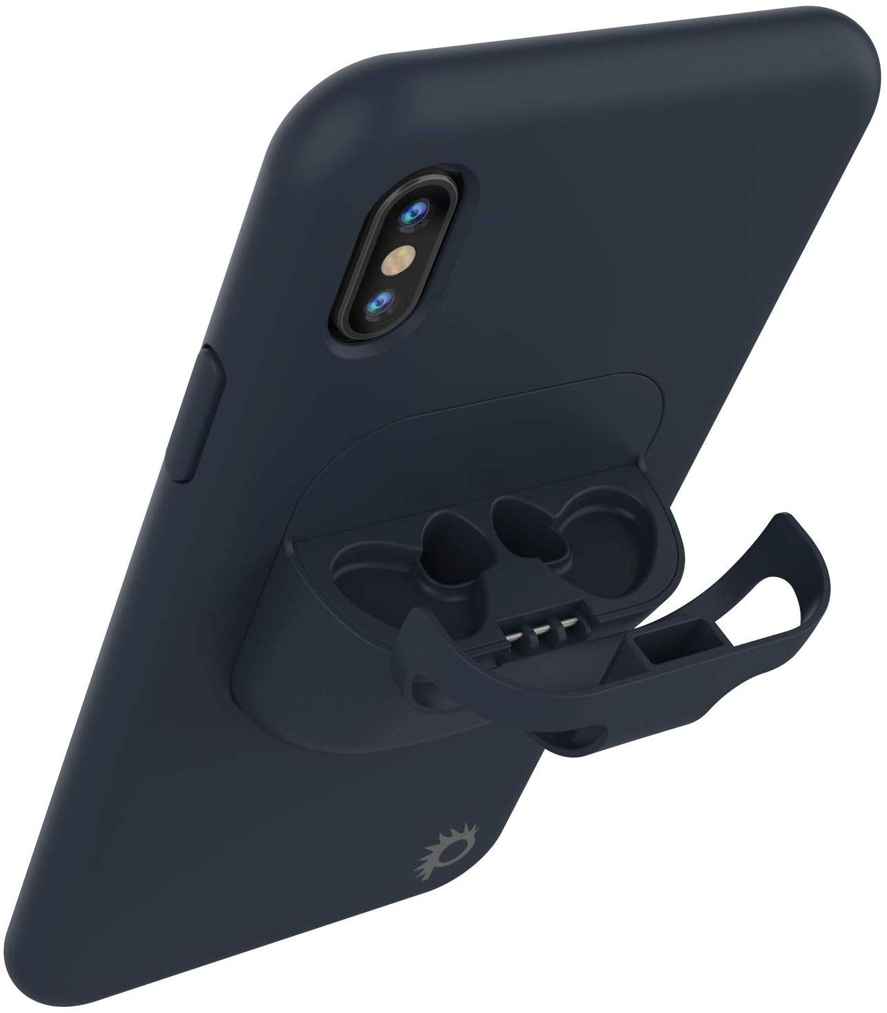 Punkcase iPhone X Airpods Case Holder (CenterPods Series) | Slim & Durable 2 in 1 Cover Designed for iPhone X (6.1") | Protects Your Phone & Stores Your AirPods Gen. 1 & 2 [Navy Blue]