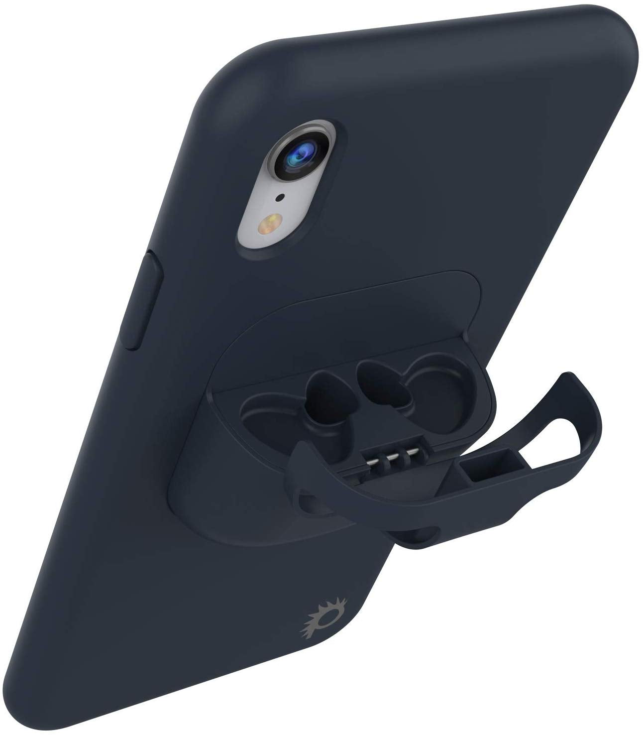 Punkcase iPhone XR Airpods Case Holder (CenterPods Series) | Slim & Durable 2 in 1 Cover Designed for iPhone XR (6.1") | Protects Your Phone & Stores Your AirPods Gen. 1 & 2 [Navy Blue]