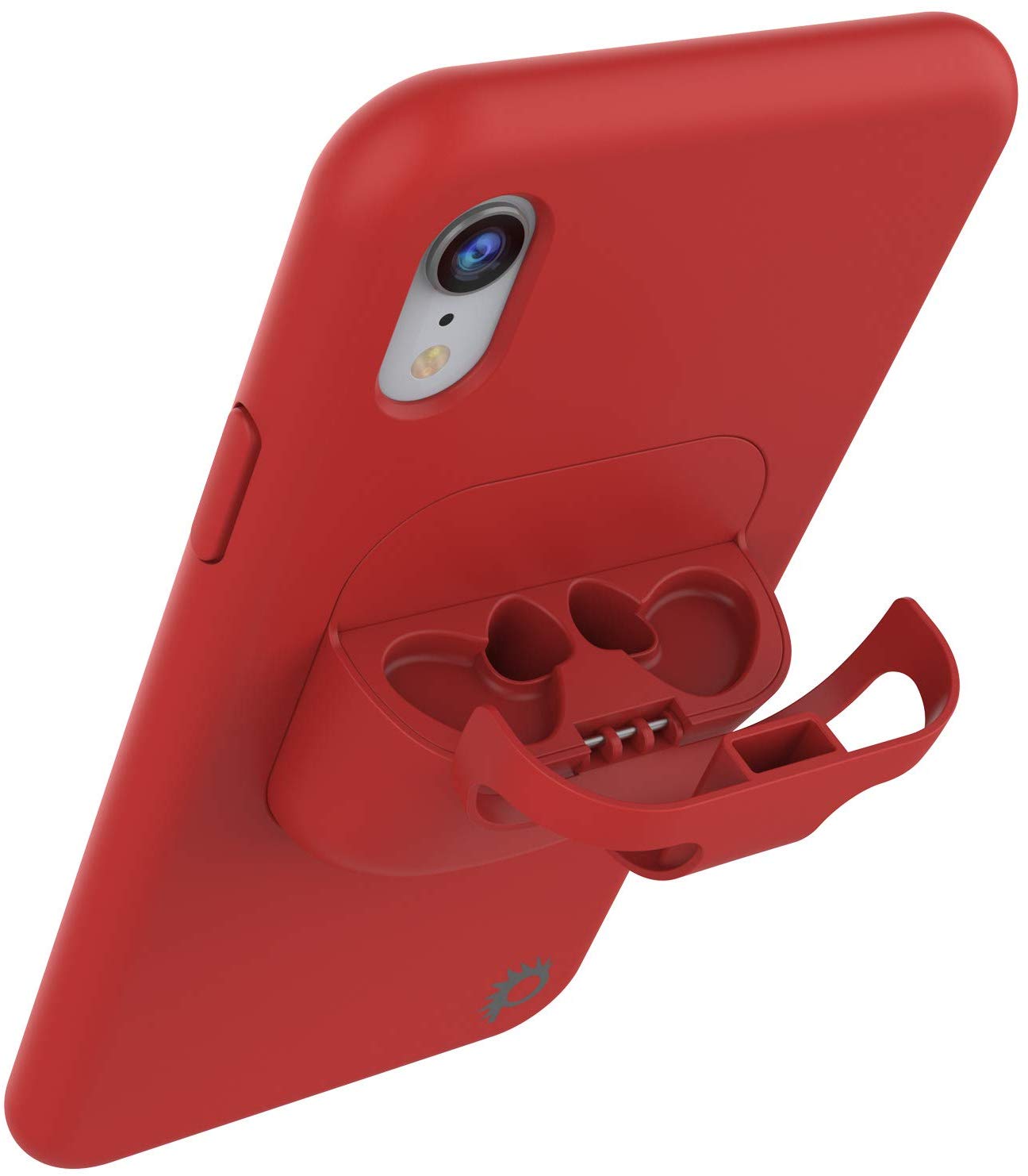 Punkcase iPhone XR Airpods Case Holder (CenterPods Series) | Slim & Durable 2 in 1 Cover Designed for iPhone XR (6.1") | Protects Your Phone & Stores Your AirPods Gen. 1 & 2 [Red]