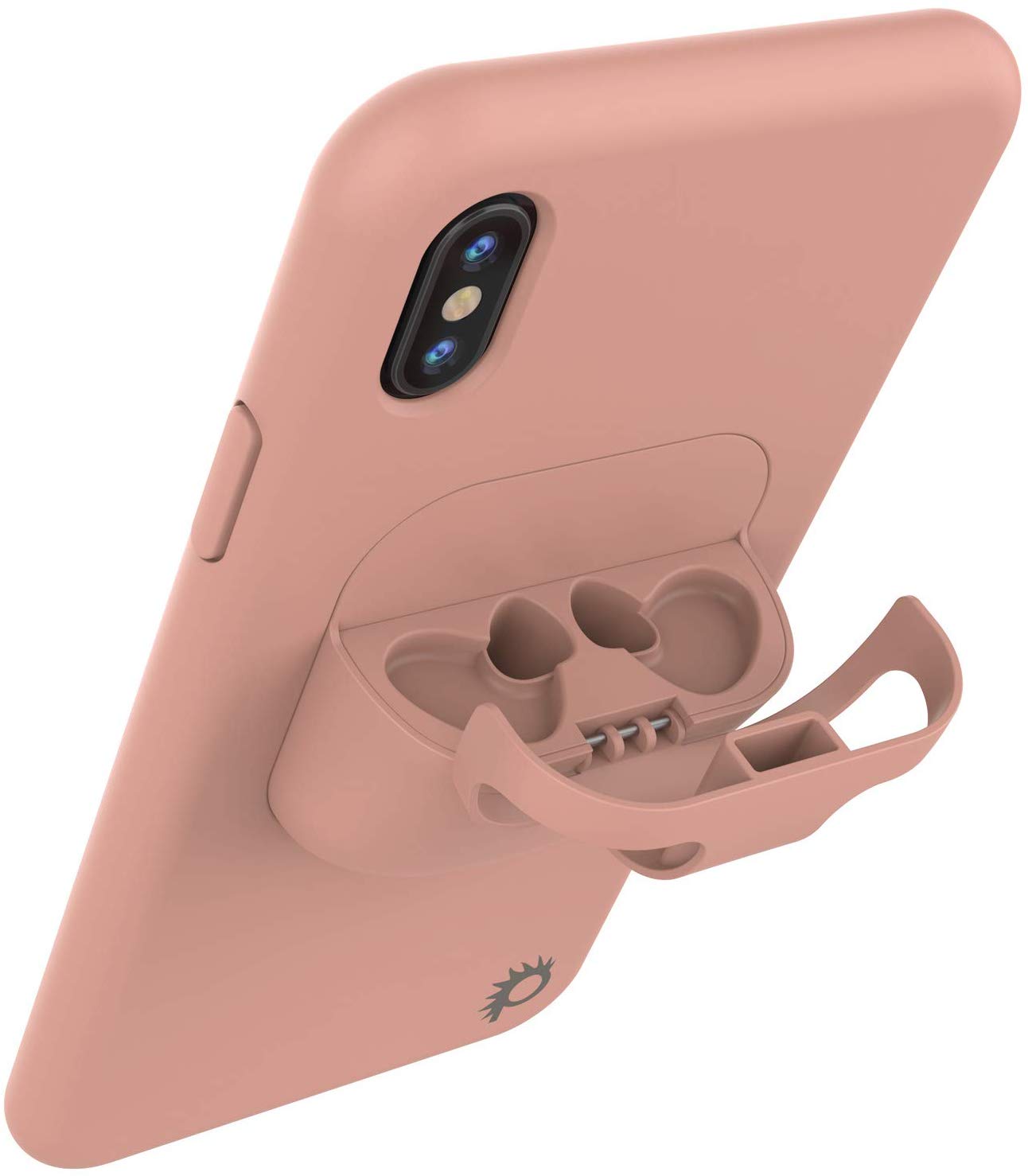 Punkcase iPhone XS Airpods Case Holder (CenterPods Series) | Slim & Durable 2 in 1 Cover Designed for iPhone XS (6.1") | Protects Your Phone & Stores Your AirPods Gen. 1 & 2 [Pink]
