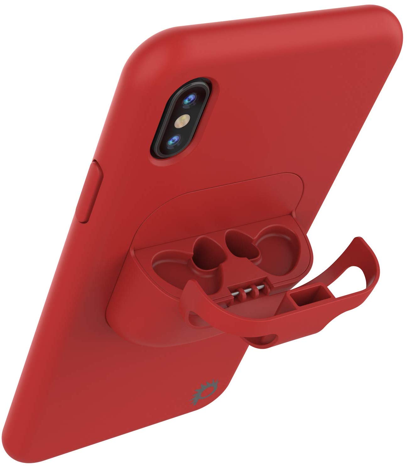 Punkcase iPhone XS Max Airpods Case Holder (CenterPods Series) | Slim & Durable 2 in 1 Cover Designed for iPhone XS Max (6.1") | Protects Your Phone & Stores Your AirPods Gen. 1 & 2 [Red]