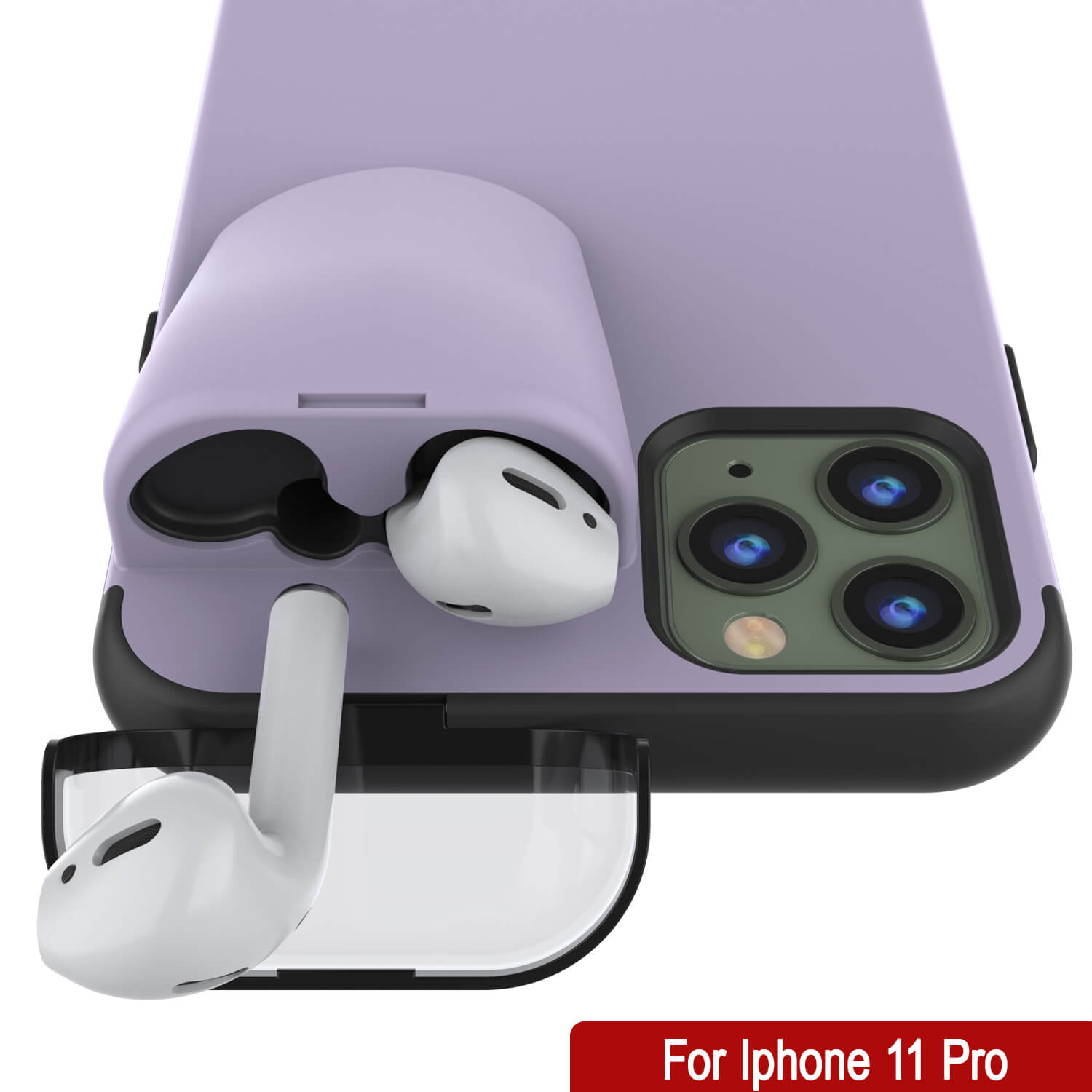 Punkcase iPhone 11 Pro Airpods Case Holder (TopPods Series) | Slim & Durable 2 in 1 Cover Designed for iPhone 11 Pro (6.1") | Protects Your Phone & Stores Your AirPods Gen. 1 & 2 [Purple]