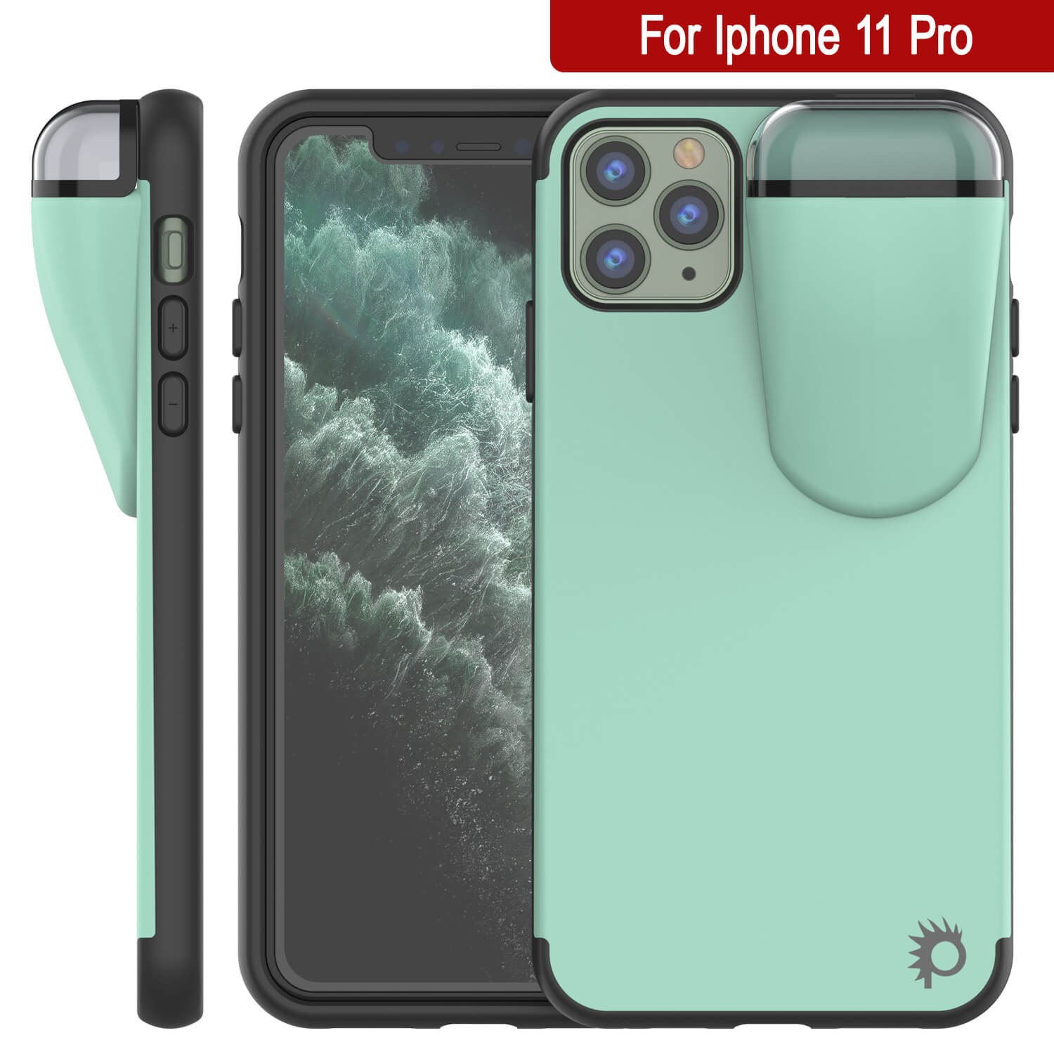 Punkcase iPhone 11 Pro Airpods Case Holder (TopPods Series) | Slim & Durable 2 in 1 Cover Designed for iPhone 11 Pro (6.1") | Protects Your Phone & Stores Your AirPods Gen. 1 & 2 [Teal]