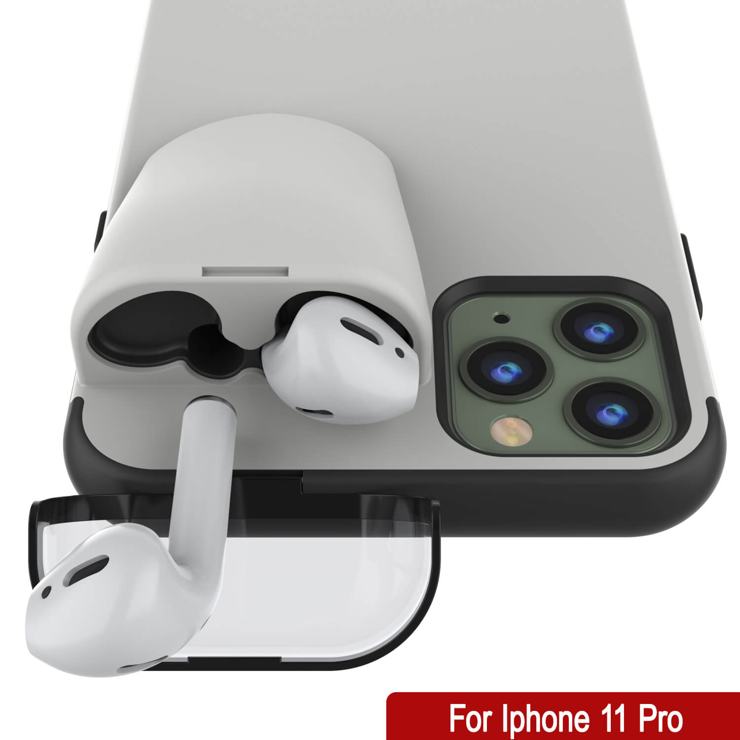 Punkcase iPhone 11 Pro Airpods Case Holder (TopPods Series) | Slim & Durable 2 in 1 Cover Designed for iPhone 11 Pro (6.1") | Protects Your Phone & Stores Your AirPods Gen. 1 & 2 [White]