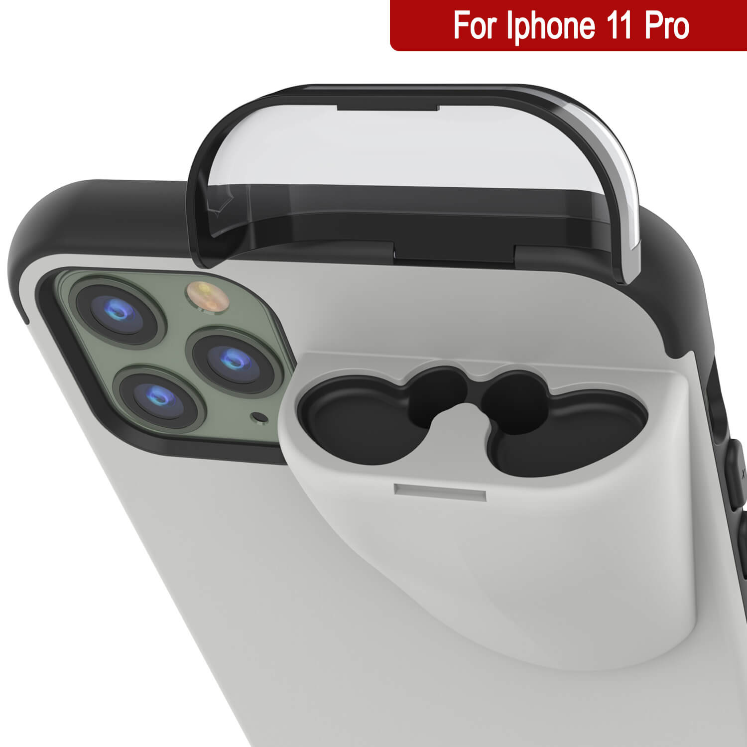 Punkcase iPhone 11 Pro Airpods Case Holder (TopPods Series) | Slim & Durable 2 in 1 Cover Designed for iPhone 11 Pro (6.1") | Protects Your Phone & Stores Your AirPods Gen. 1 & 2 [White]