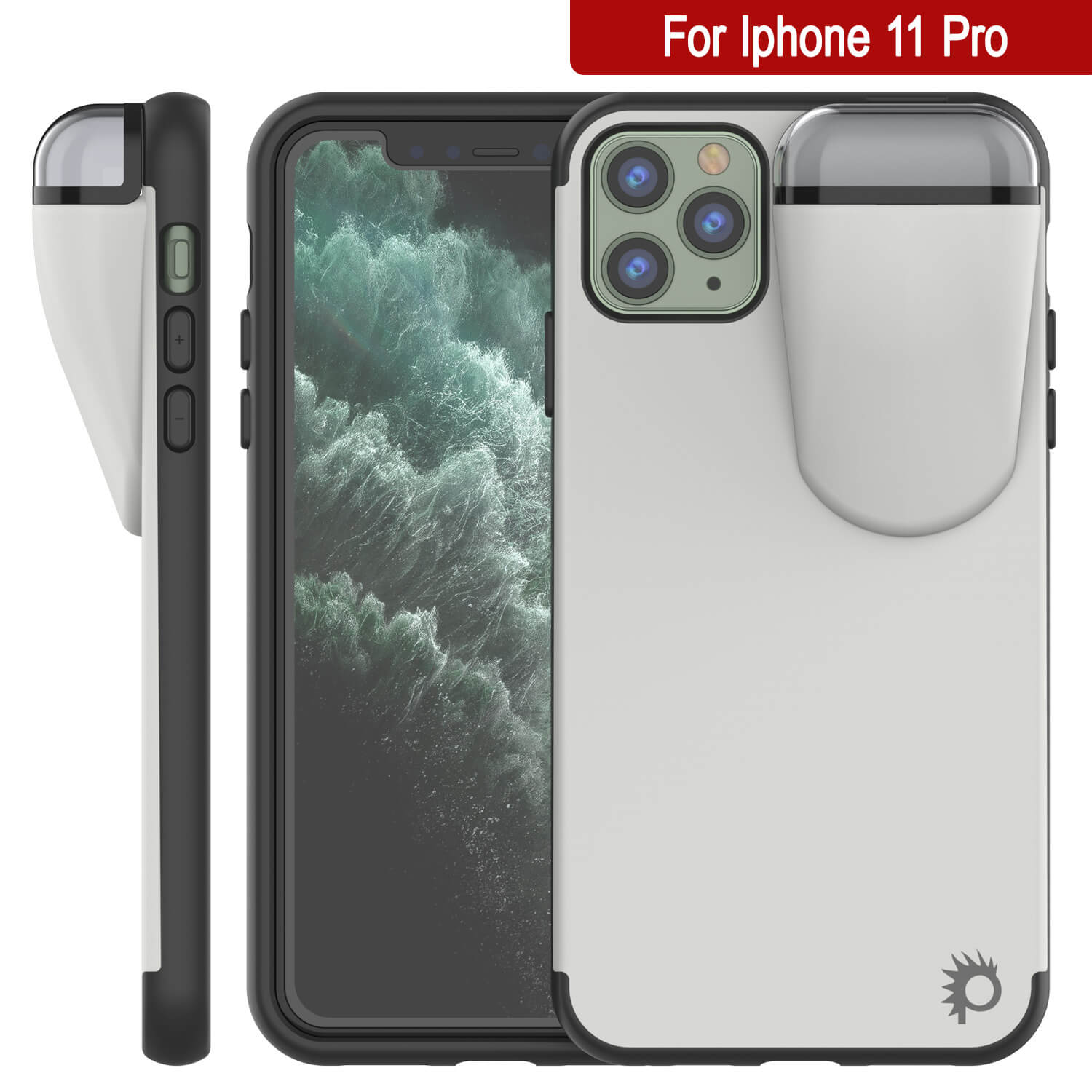 Punkcase iPhone 11 Pro Airpods Case Holder (TopPods Series) | Slim & Durable 2 in 1 Cover Designed for iPhone 11 Pro (6.1") | Protects Your Phone & Stores Your AirPods Gen. 1 & 2 [White]