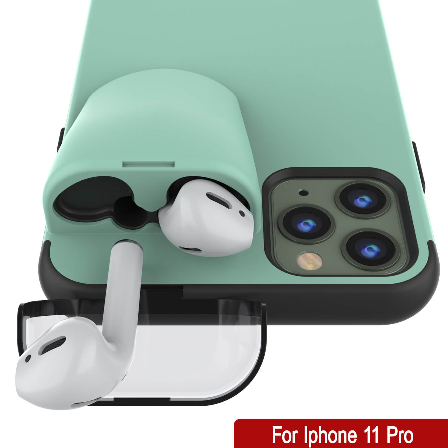 Punkcase iPhone 11 Pro Airpods Case Holder (TopPods Series) | Slim & Durable 2 in 1 Cover Designed for iPhone 11 Pro (6.1") | Protects Your Phone & Stores Your AirPods Gen. 1 & 2 [Teal]