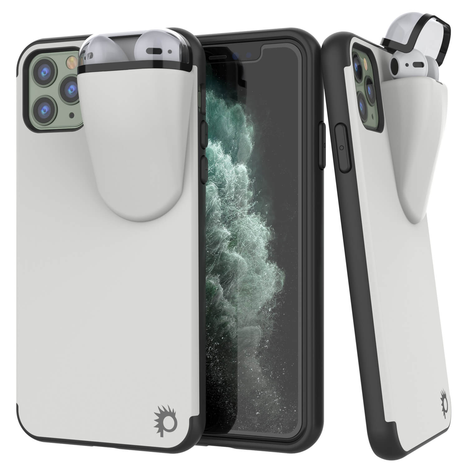 Punkcase iPhone 11 Pro Airpods Case Holder (TopPods Series) | Slim & Durable 2 in 1 Cover Designed for iPhone 11 Pro (6.1") | Protects Your Phone & Stores Your AirPods Gen. 1 & 2 [White]